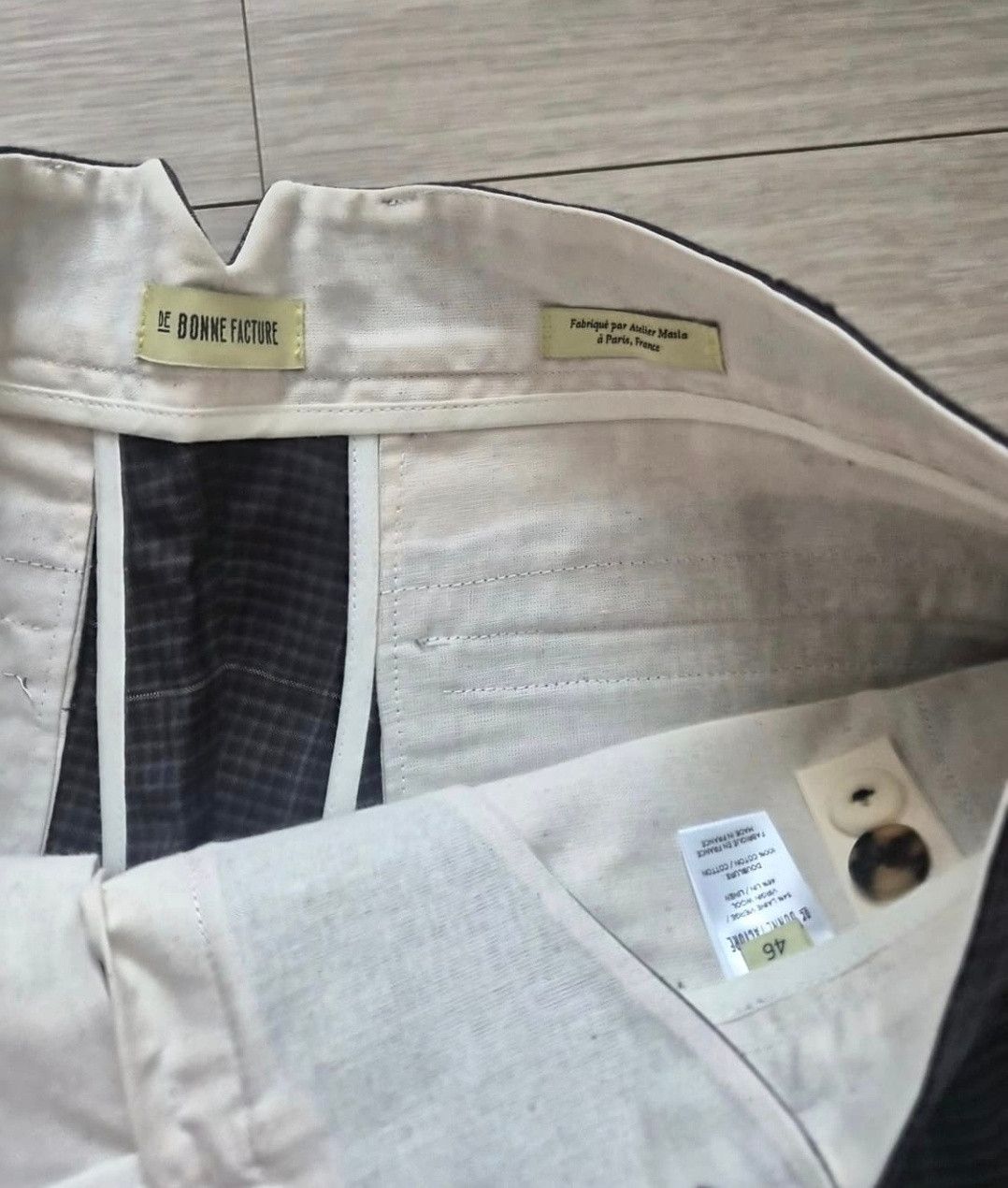 De Bonne Facture Wool Linen Check Trousers in Brown, Men's (Size 30) — image 4 of 5