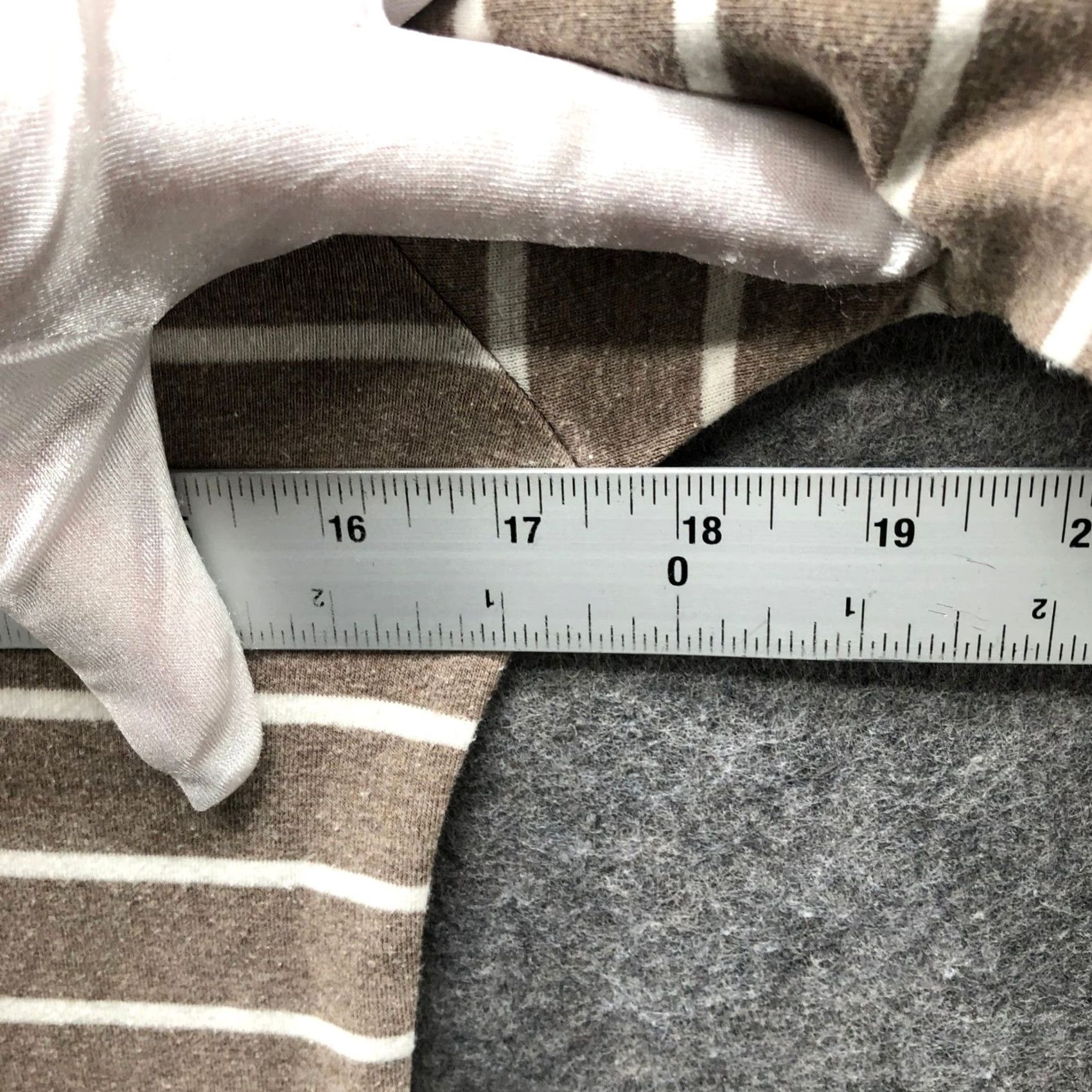 Muji Muji Mock Neck T Shirt Womens S Long Sleeve Striped Light Brown White Stretch Size S / US 4 / IT 40 - 7 Thumbnail