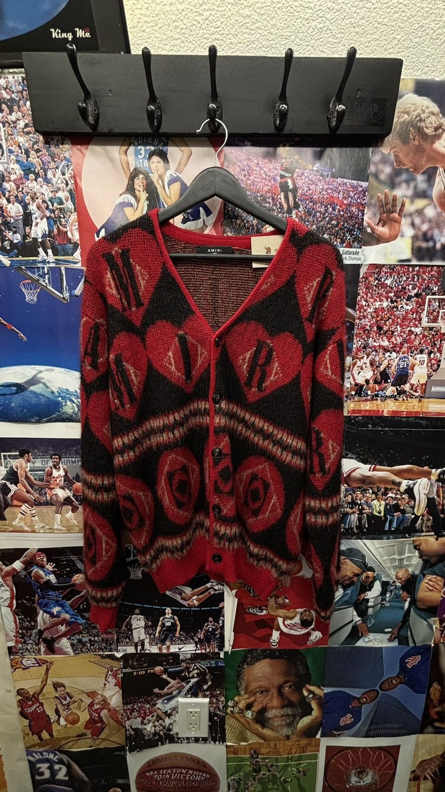 Amiri Amiri Heart Intarsia Cardigan Knit Designer Pullover Size US L / EU 52-54 / 3 - 2 Thumbnail