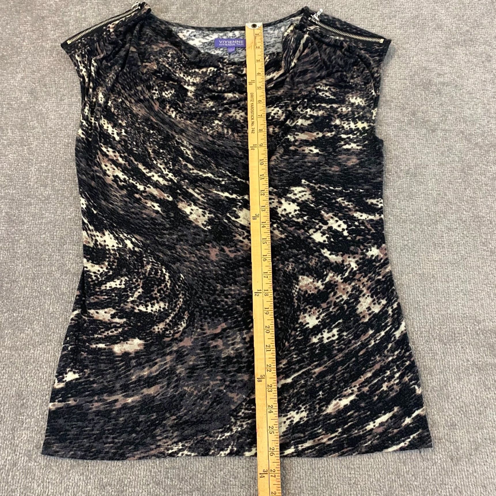 Vivienne Tam VIVIENNE TAM Blouse Animal Print Cowl Neck Zipper Top Womens Large Sleeveless Multicolor Shirt Size L / US 10 / IT 46 - 4 Thumbnail