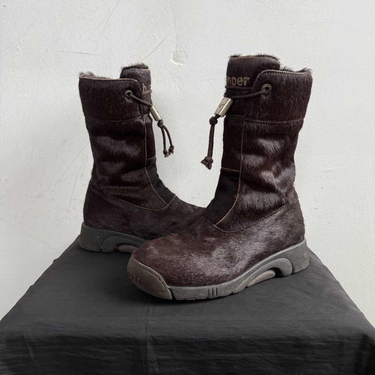 Japanese Brand Y2K Bupmer Italy Pony Fur Brown Lace Up Fairy Boots Size US 6 / IT 36 - 4 Thumbnail