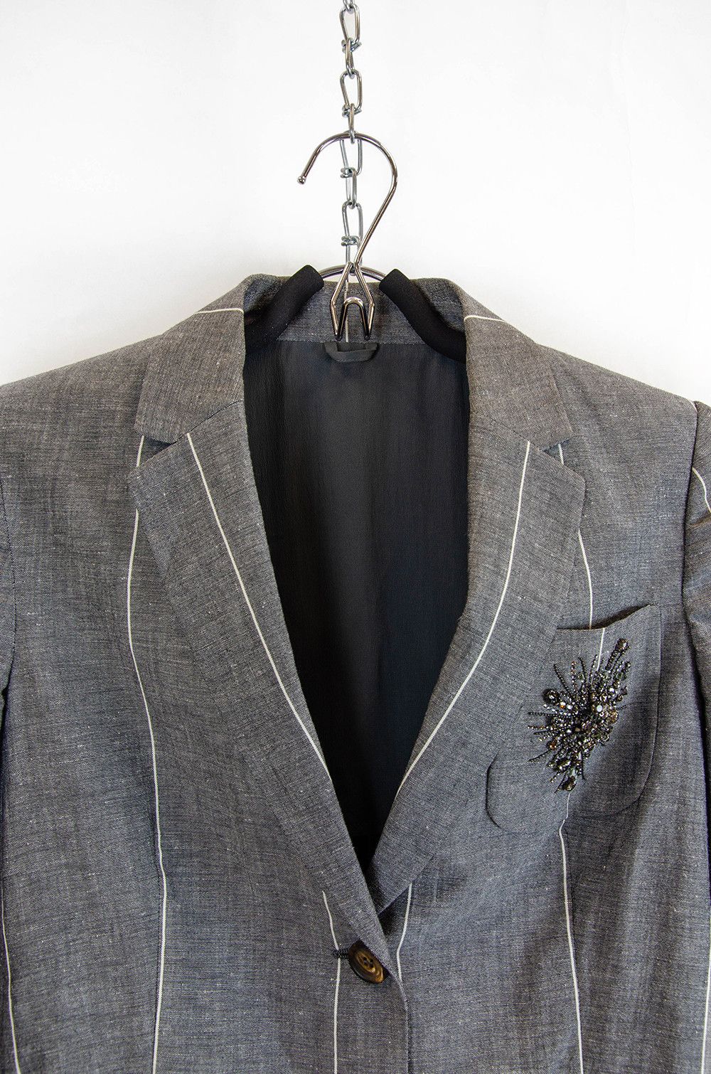 Brunello Cucinelli Brunello Cucinelli Wool Linen Pinstripe Blazer - Size IT38 Size XS / US 0-2 / IT 36-38 - 7 Thumbnail