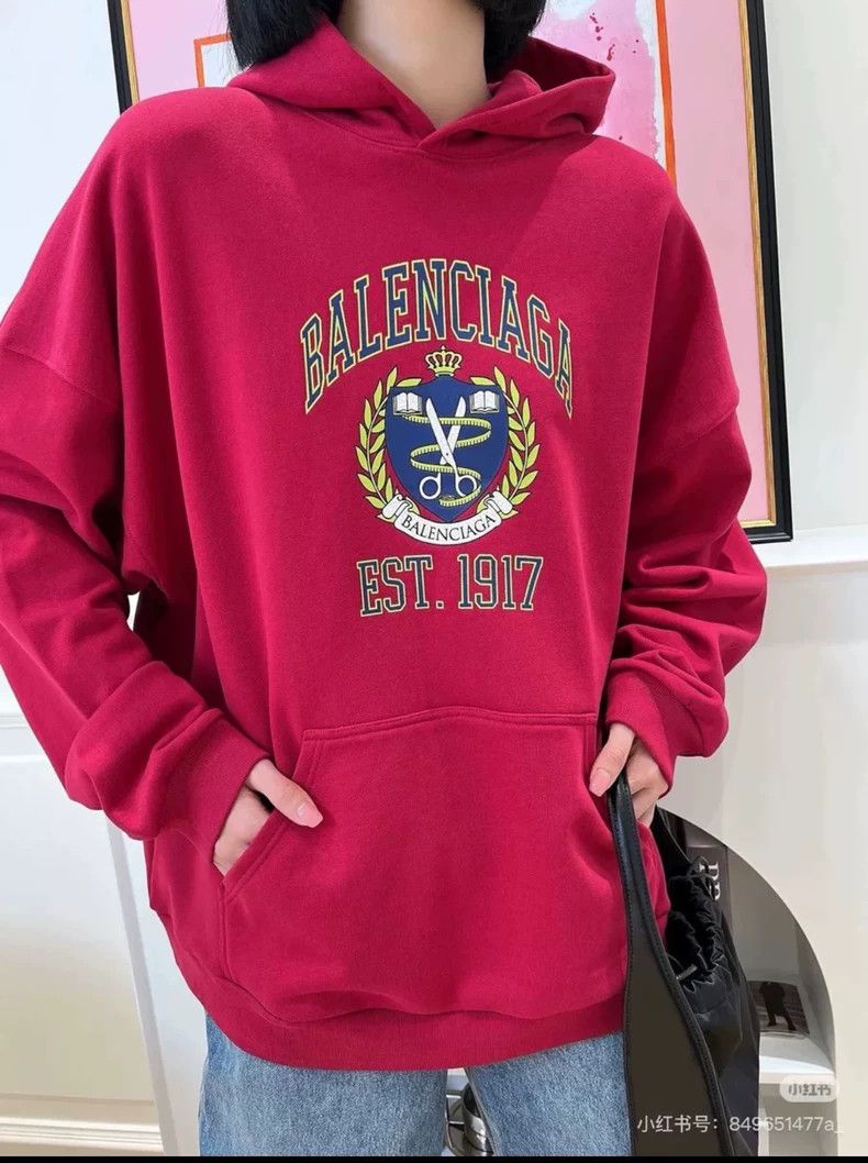 Balenciaga Balenciaga Red Wheat Pattern Hoodie Sweatshirt Size US L / EU 52-54 / 3 - 6 Thumbnail