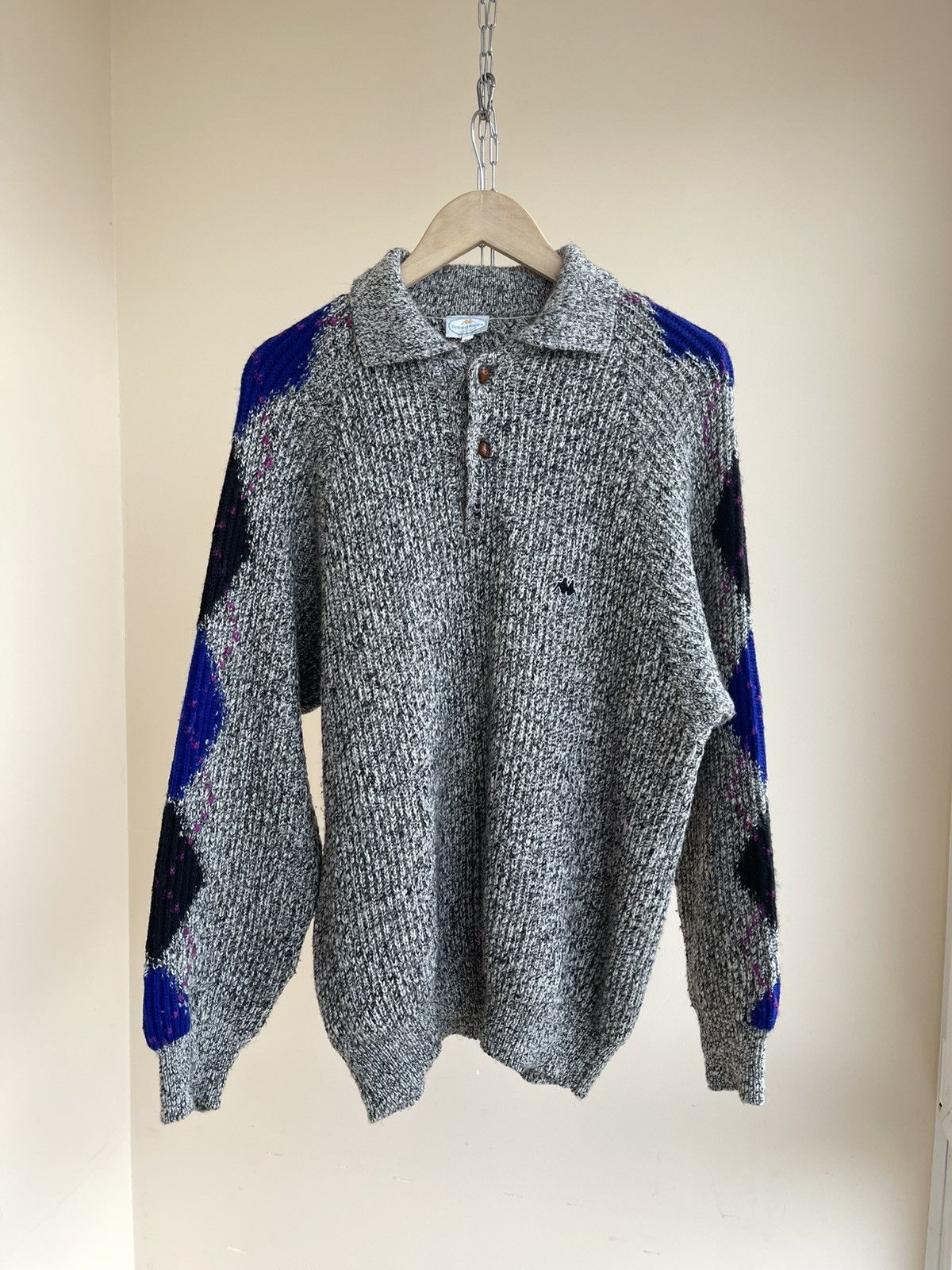 Kappa Robe di Kappa Argyle Print Wool Knit Sweater Vintage 80s 90s Size US L / EU 52-54 / 3 - 1 Thumbnail