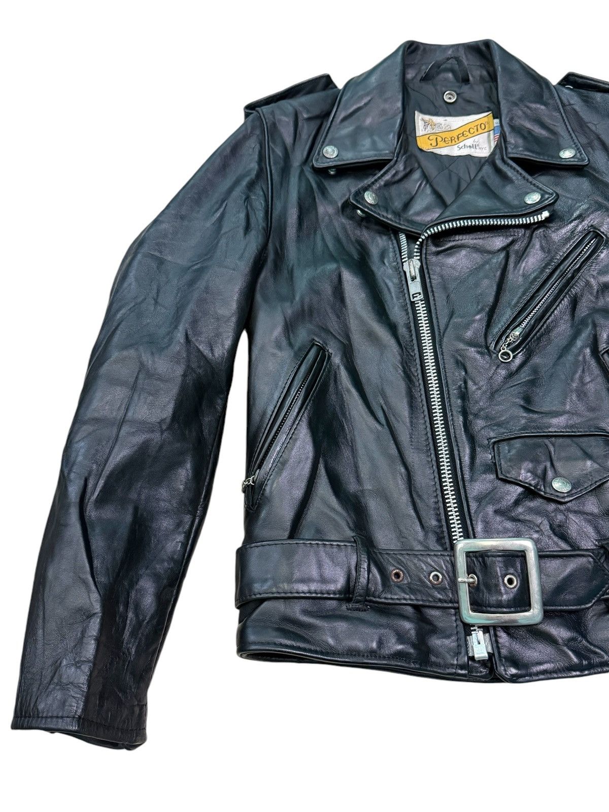 Schott RARE VINTAGE SCHOOT PERFECTO DOUBLE LEATHER RIDERS JACKET Size XS / US 0-2 / IT 36-38 - 4 Thumbnail