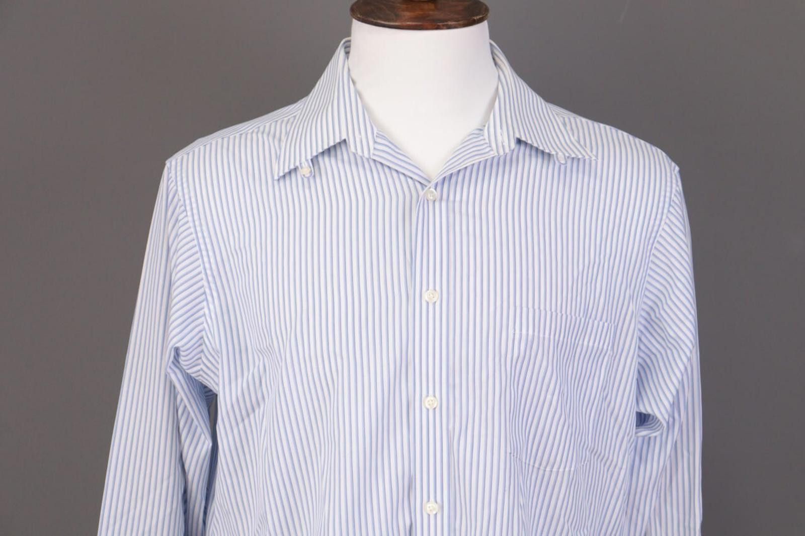 Designer Donald J.Trump Blue Stripe Button Shirt Size 16 / 34 / 35 Size US M / EU 48-50 / 2 - 2 Thumbnail
