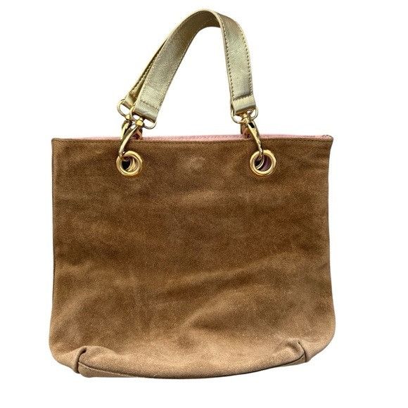 Other Maurizio Taiuti Tan Suede Small Tote with Gold Leather Strap Size ONE SIZE - 1 Thumbnail