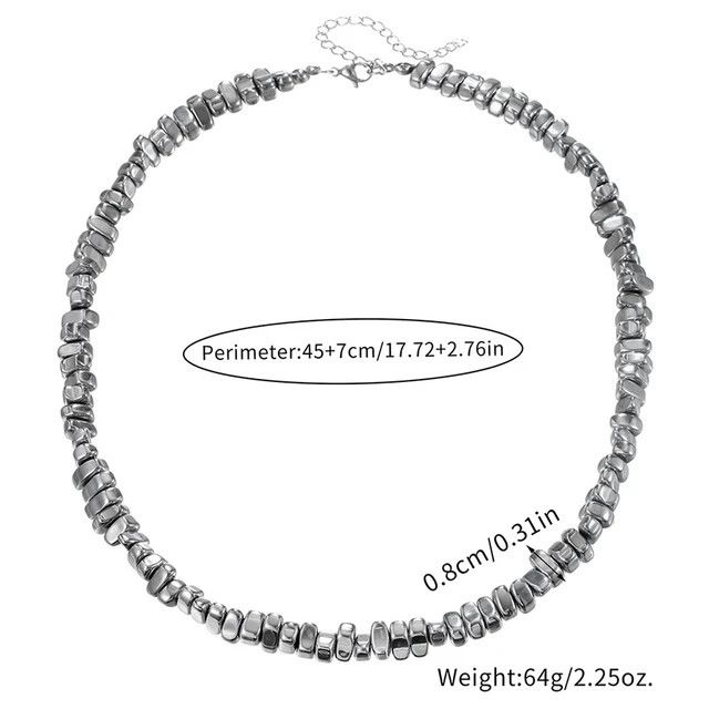 Jewelry Natural Hematite Stone Collar 18" Necklace Size ONE SIZE - 4 Thumbnail