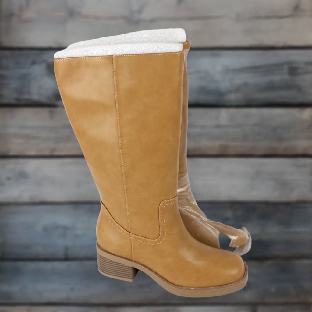 Vintage Soda Women's Belvin Knee High Boots Size 9 Natural Beige Man Made Upper - Knee High Boots - Beige - Women - 9 - Boots Size US 9 / IT 39 - 1 Thumbnail