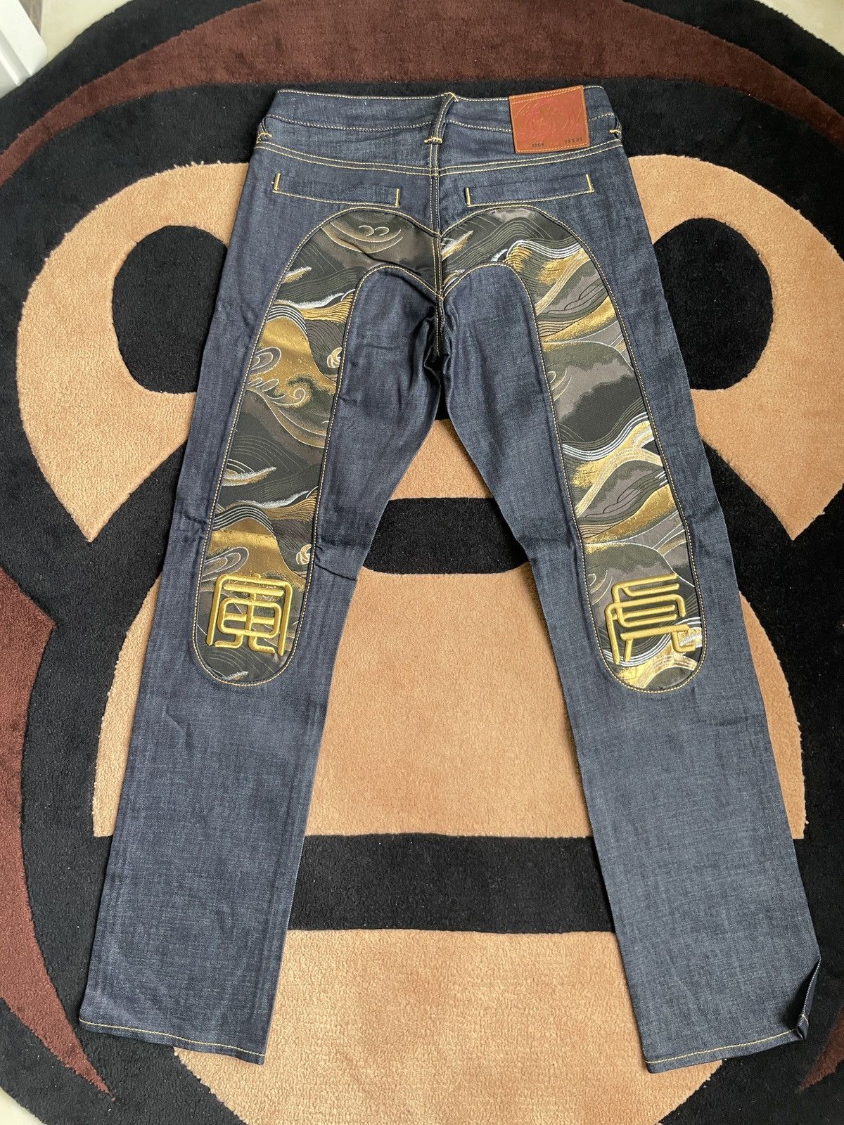 image of Evisu 寅虎Embroidery Daicock Style Jeans！size：29X34 in Black Blue, Men's