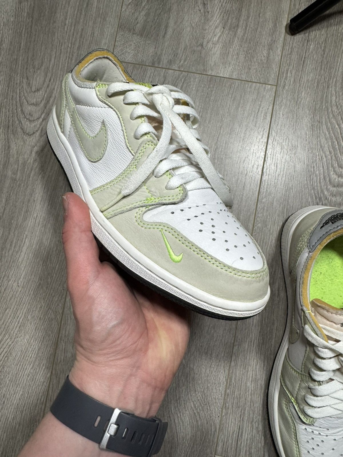 Jordan Brand × Nike Nike Air Jordan 1 Retro Low White Ghost Green Black Grey Size US 8 / EU 41 - 5 Thumbnail