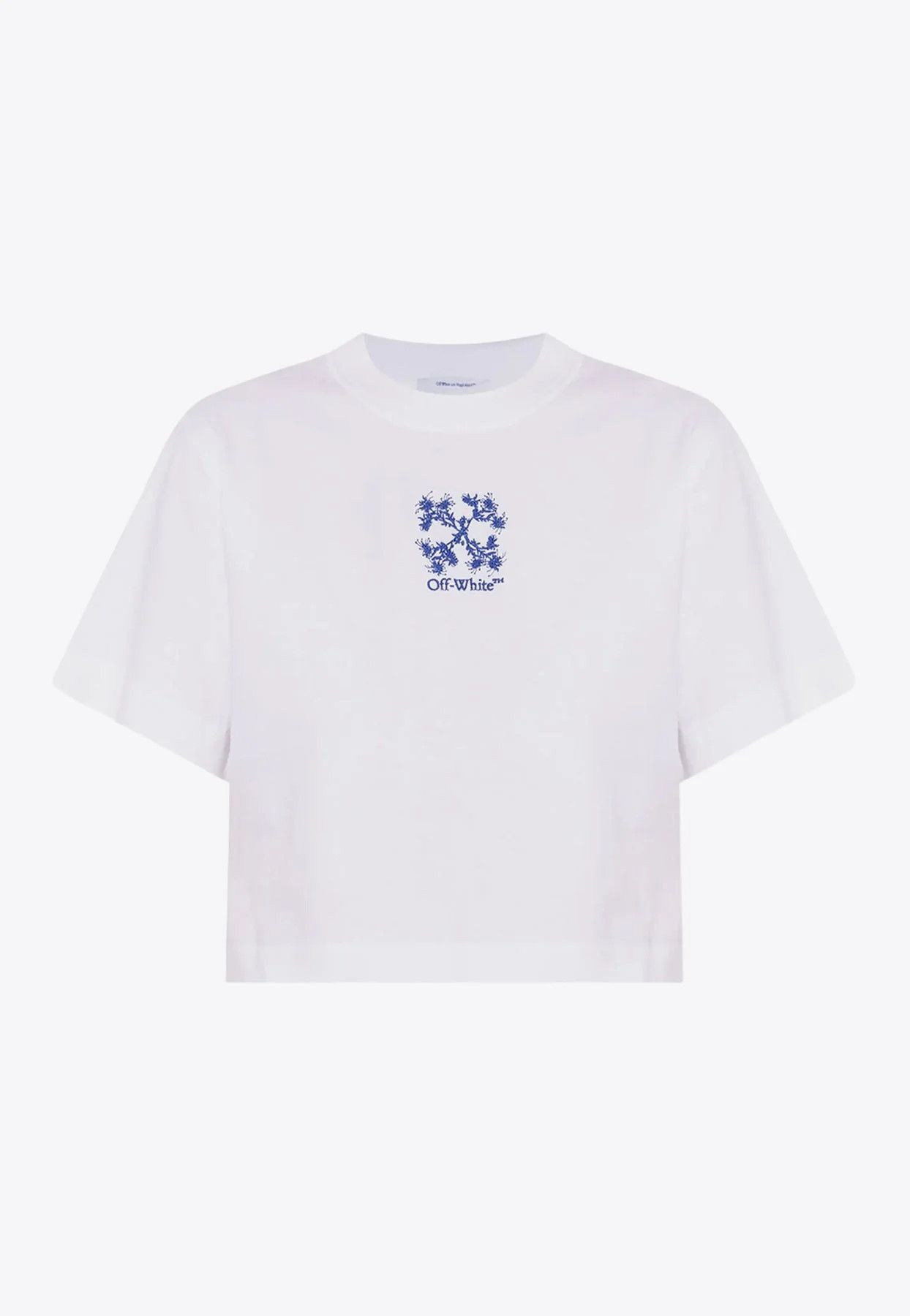 Off-White o1s22i1n0824 Arrow Embroidered Cropped T-Shirt in White Size M / US 6-8 / IT 42-44 - 1 Thumbnail