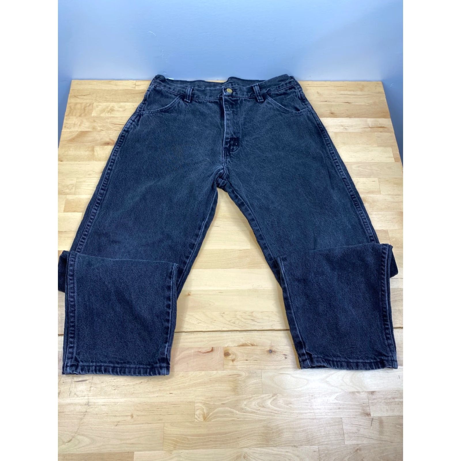 Denime Womens Black Denim Jeans Size 14 Husky #2627 - Black, 26.5in Inseam, Straight, Pockets, Plus, 14, Denim, Medium Wash, 90s? Size 36" / US 14 / IT 50 - 2 Thumbnail