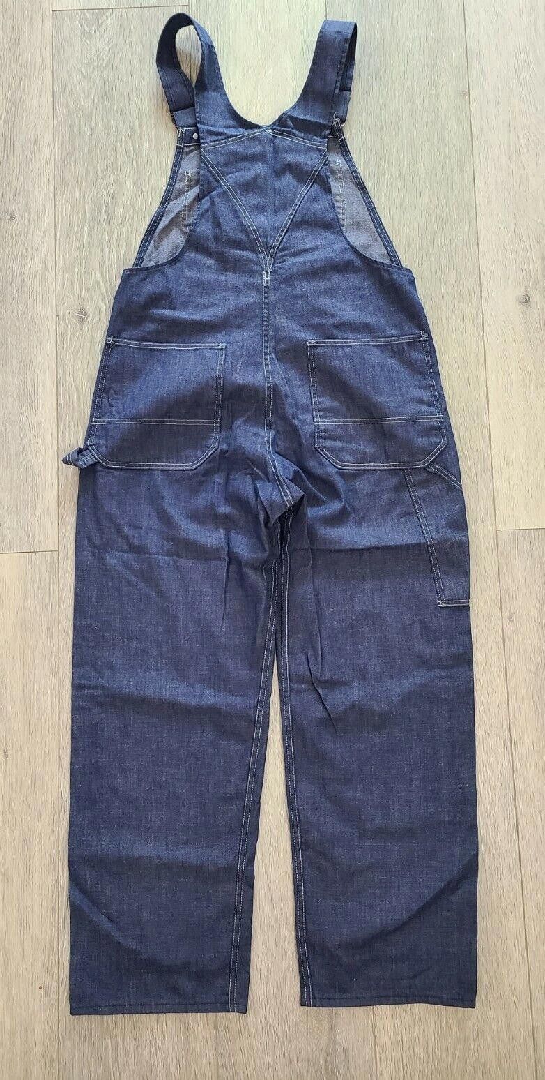Designer Vintage Sears Overalls Work Pants Dark Bibs 1960's union Size ONE SIZE - 2 Thumbnail