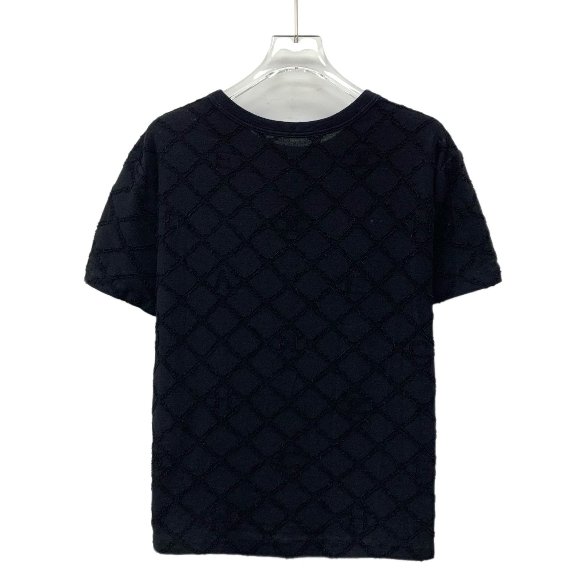 Chanel Chanel Black Diamond-Patterned Flocked Cotton Round-Neck Sho Size S / US 4 / IT 40 - 6 Thumbnail