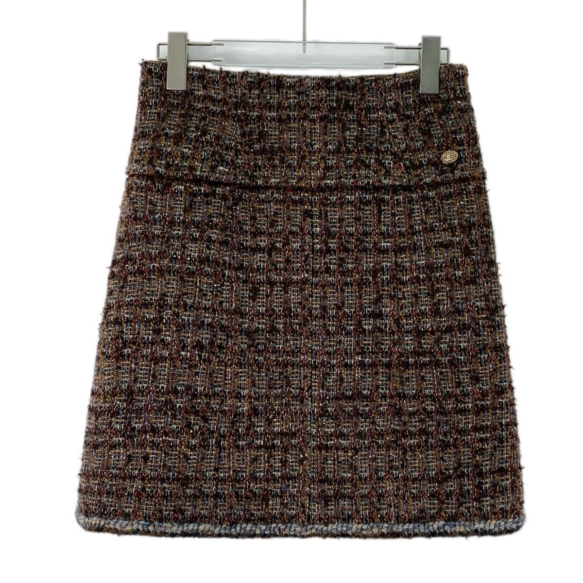Chanel Chanel Dark Brown Check Woven Tweed Casual Mini Skirt K26WX Size 26" / US 2 / IT 38 - 1 Thumbnail