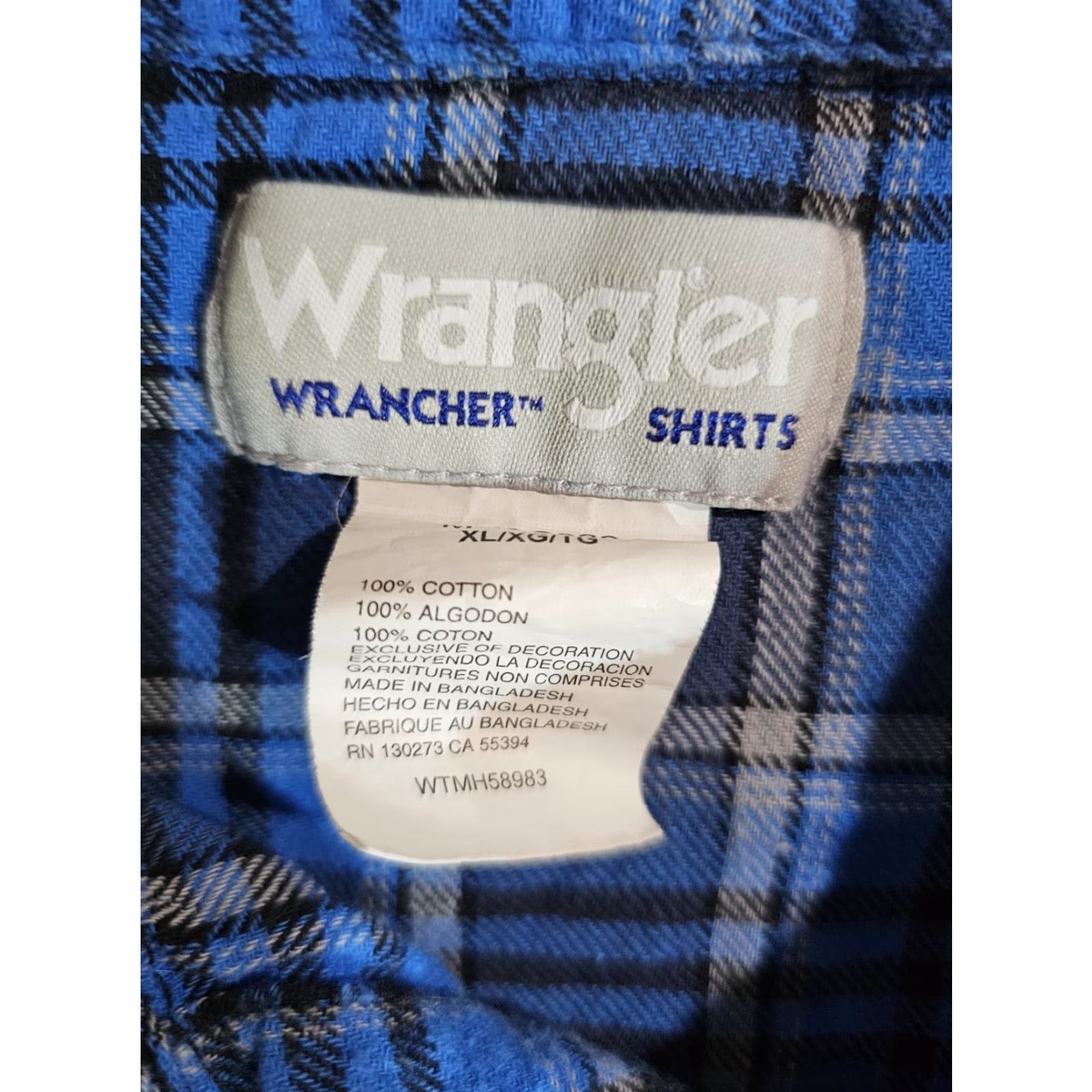 Wrangler VINTAGE Wrangler Wrancher Mens 100% Cotton Plaid Pearl Snap Western Shirt XL Blue Mens Size US XL / EU 56 / 4 - 4 Thumbnail