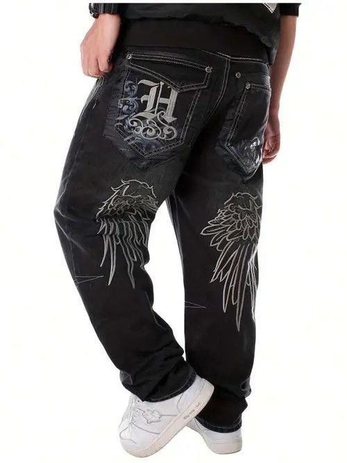 Jean VINTAGE washed retro trap denim jeans Size US 34 / EU 50 - 2 Thumbnail