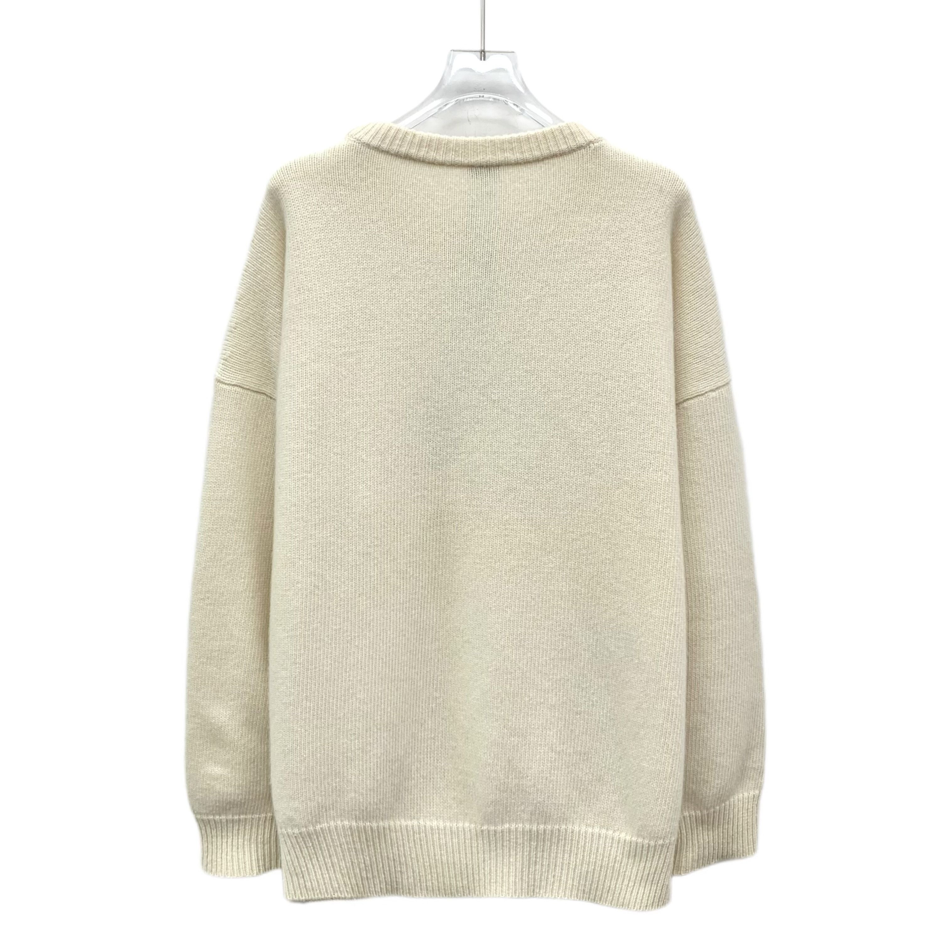 Loewe Loewe Logo Embroidered Wool Sweater Off-White (L) Size L / US 10 / IT 46 - 2 Thumbnail
