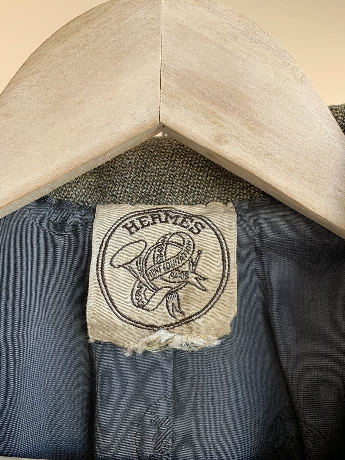Hermes Sellier Paris Equestrian Riding Wool Tweed Blazer Jacket 80s Size L / US 10 / IT 46 - 14 Thumbnail