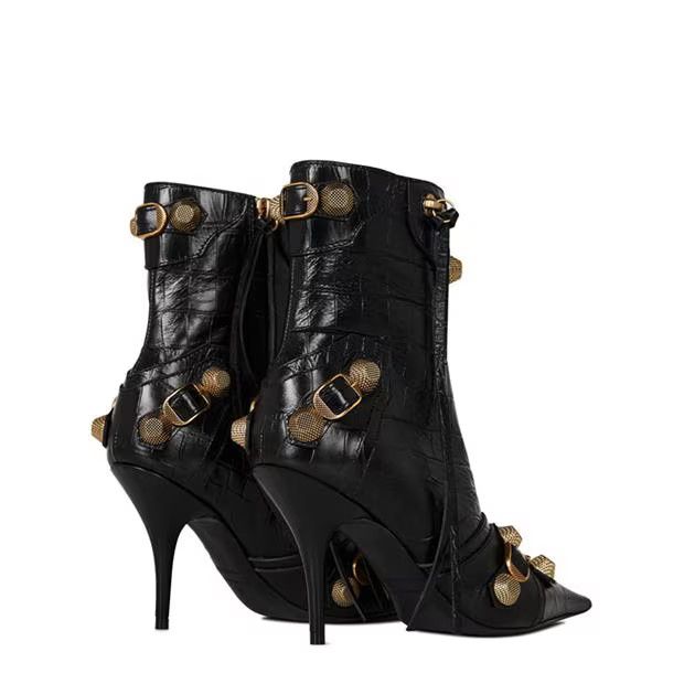 Balenciaga o1g2r1mq0924 Ankle Boots in Black & Gold Size US 7 / IT 37 - 4 Thumbnail