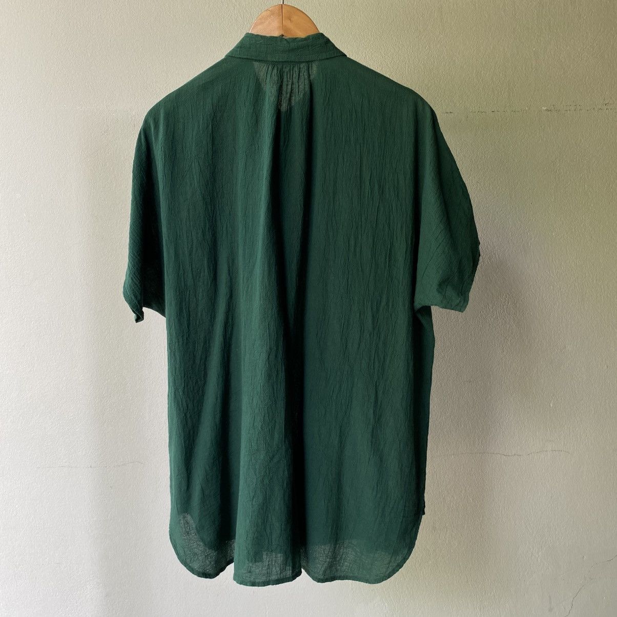 Issey Miyake Plantation Dark Green Pleated Short Sleeve Shirt Size M / US 6-8 / IT 42-44 - 18 Thumbnail