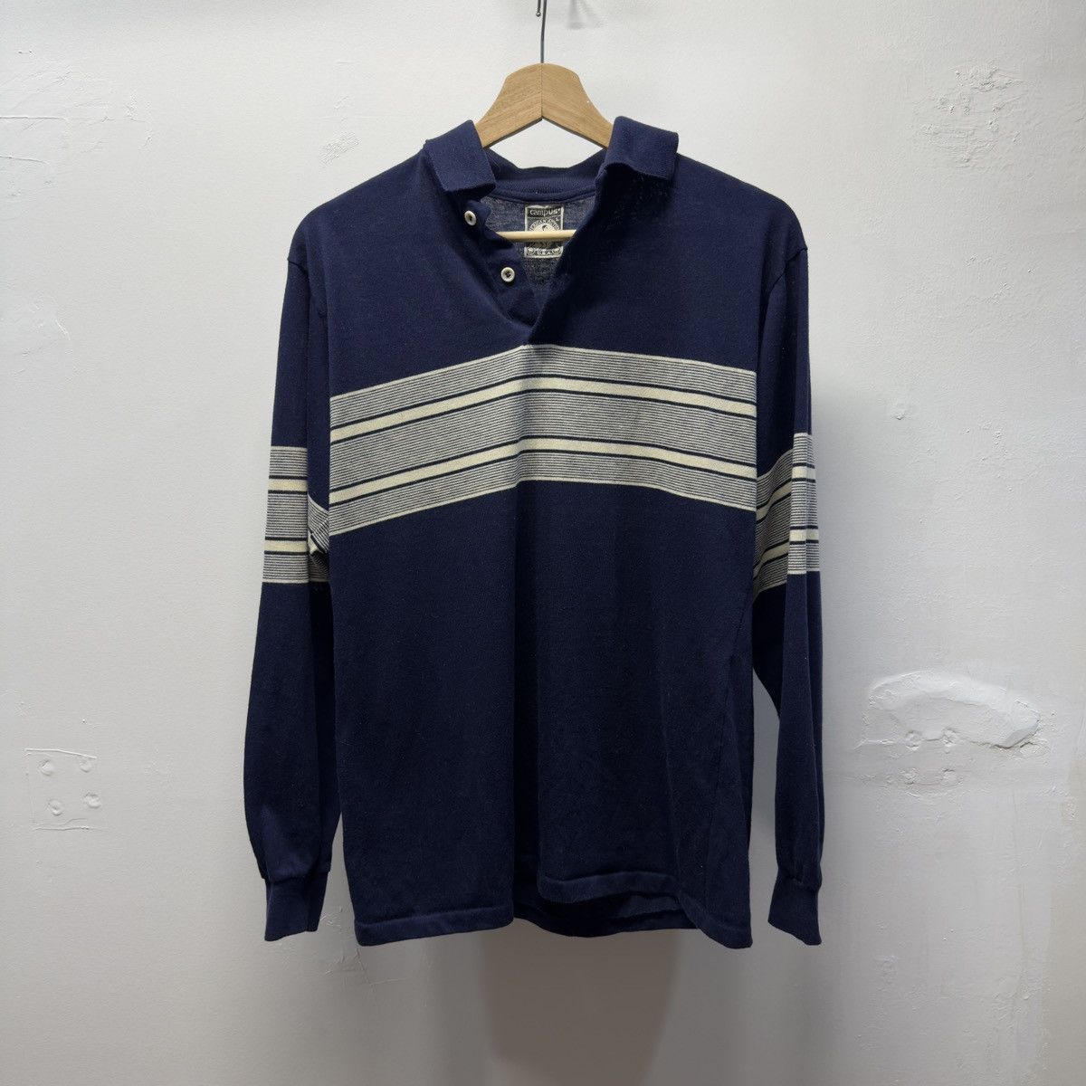 Vintage 70s Campus Striped Rugby Polo Shirt ERD Grunge USA Size US L / EU 52-54 / 3 - 1 Thumbnail