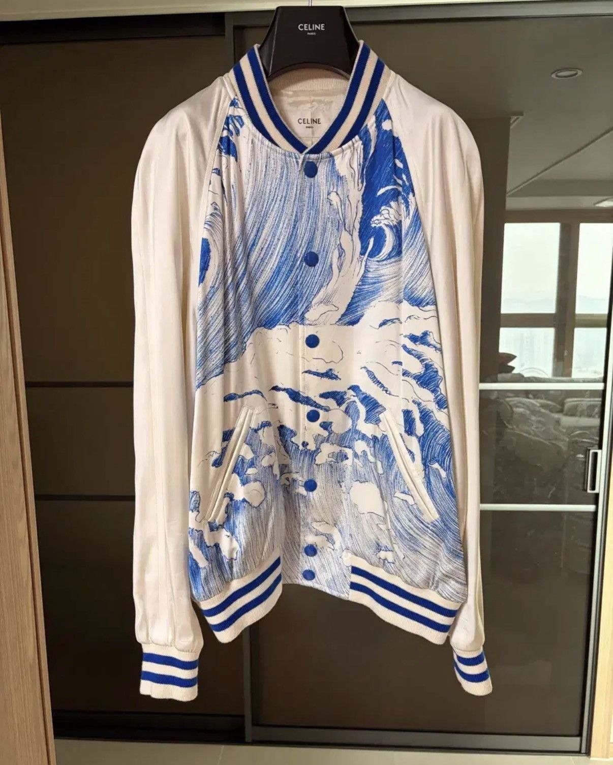 Celine Celine 24SS wave printing silk souvenir varsity jacket sz46 Size US S / EU 44-46 / 1 - 1 Thumbnail