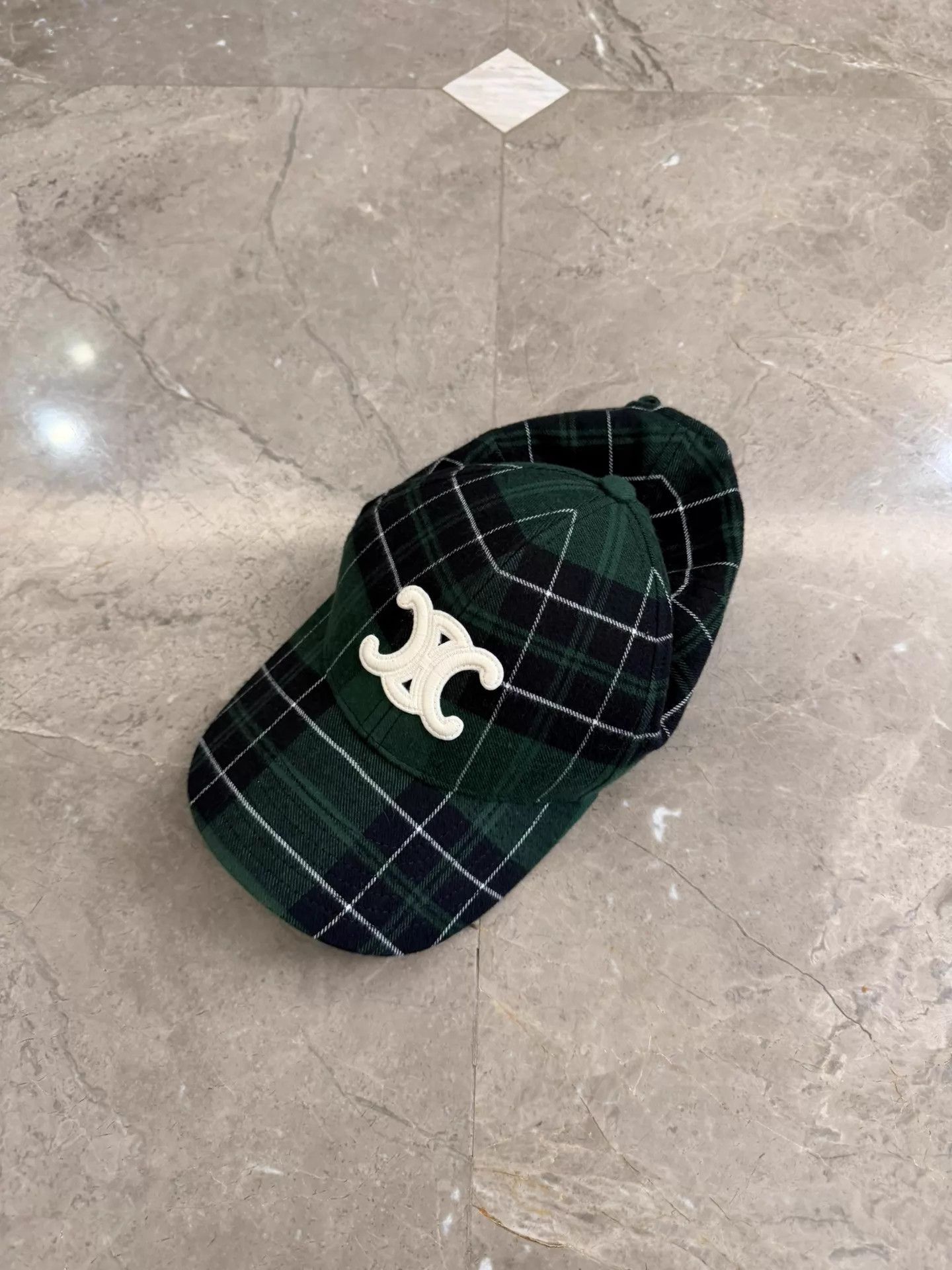 Celine Celine Hedi Slimane Green Check Logo Baseball Cap M Size ONE SIZE - 2 Thumbnail