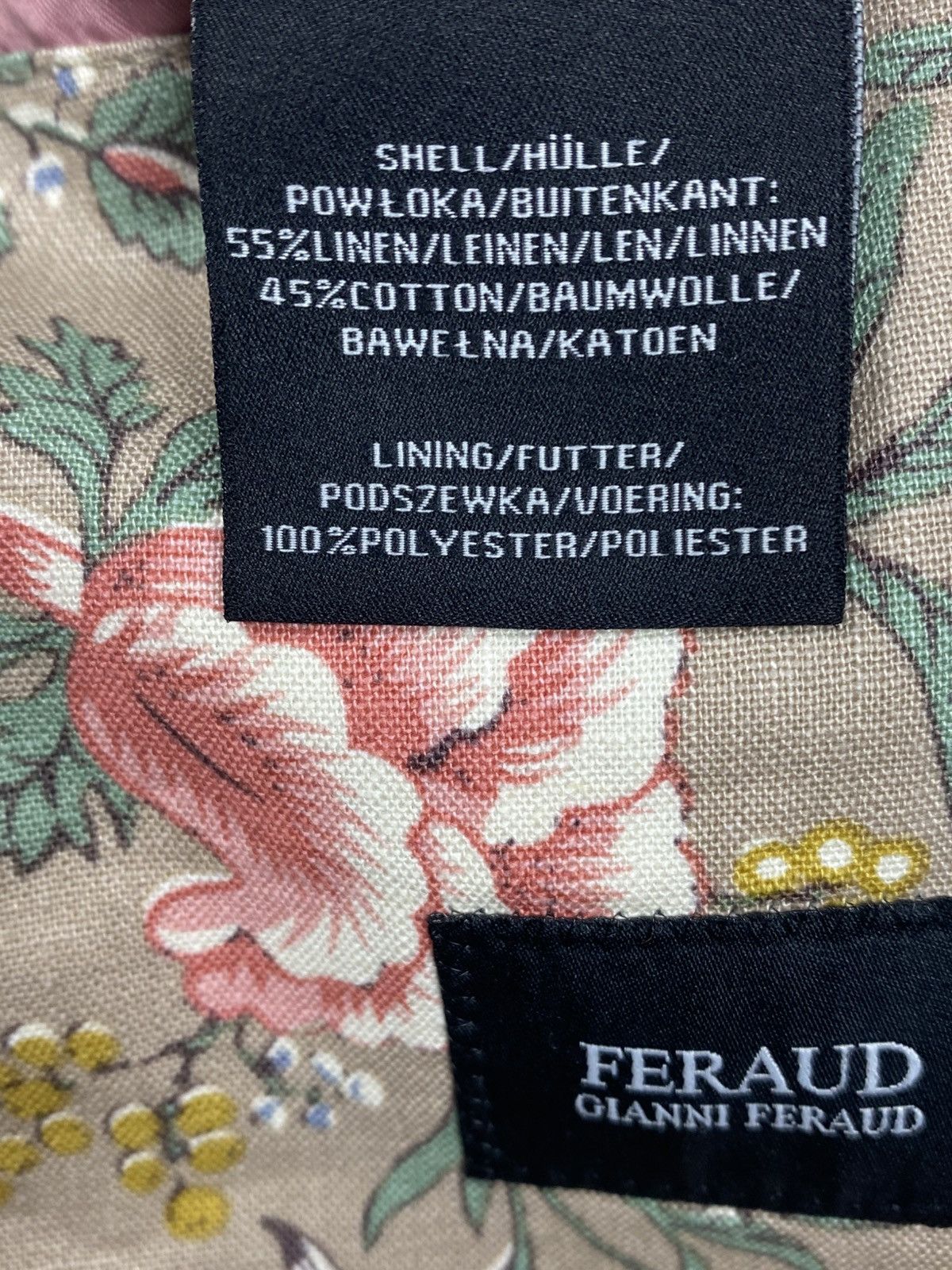 Gianni Feraud Gianni Feraud Mens Floral Linen Blend Blazer Jacket Cream Size 44R - 21 Thumbnail