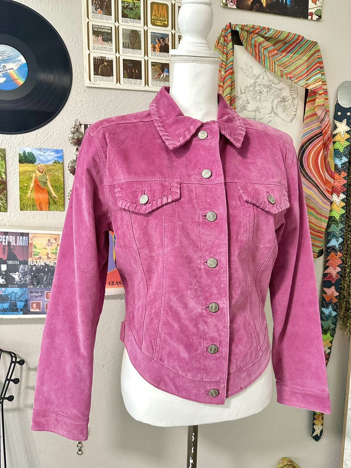 Vintage Vintage Pink Leather Jacket Size L / US 10 / IT 46 - 2 Thumbnail