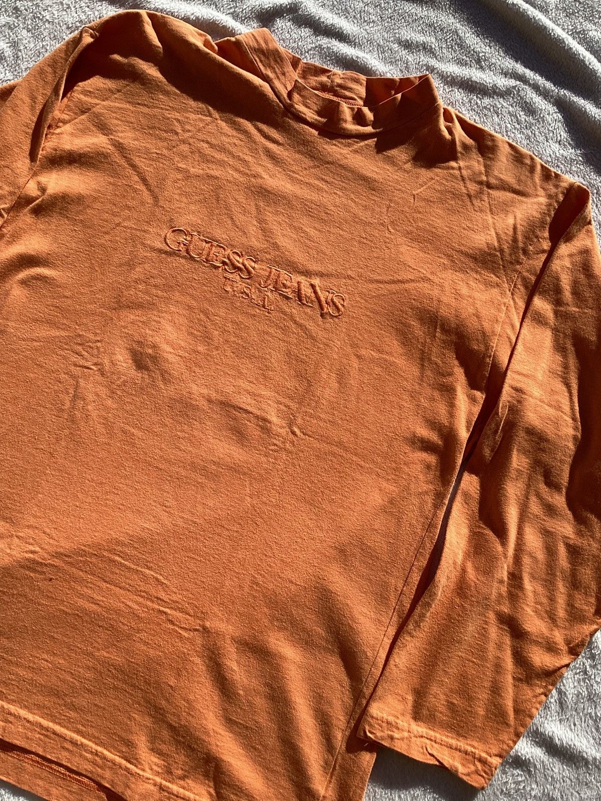 Guess × Vintage Vtg 90s guess Georges Marciano orange Tonel logo oversize Te Size US L / EU 52-54 / 3 - 2 Thumbnail