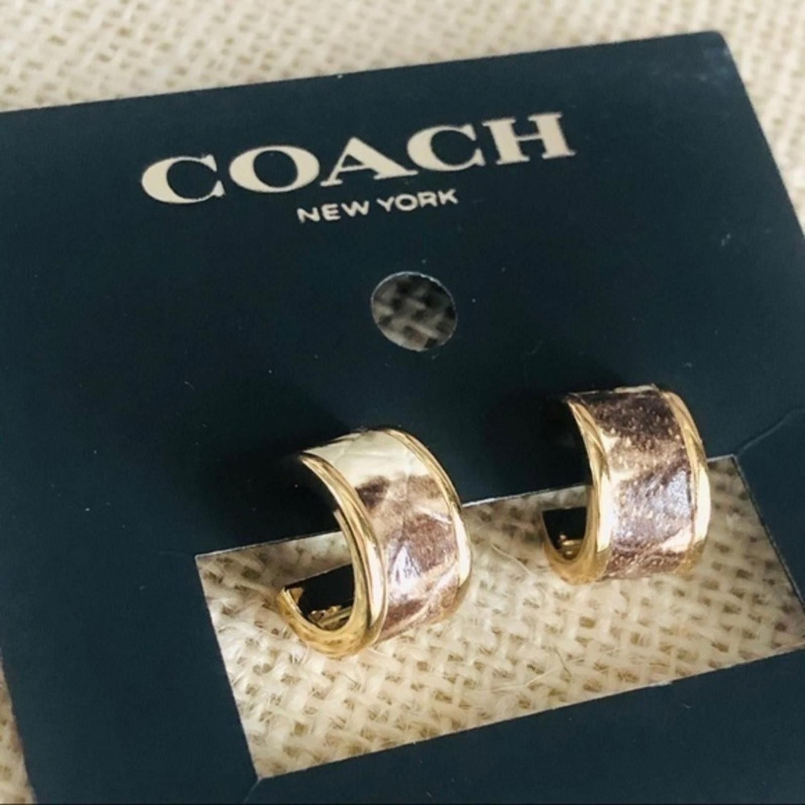 Coach Coach Snake Embossed Hoop Earrings NWT Size ONE SIZE - 2 Thumbnail