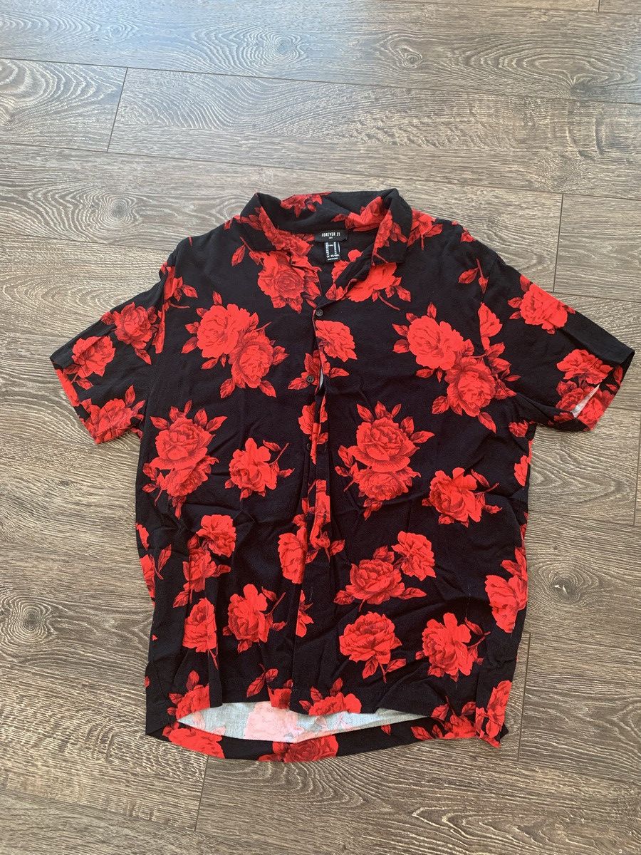 Forever 21 × Vintage Rose Button Down Shirt Size US M / EU 48-50 / 2 - 1 Thumbnail