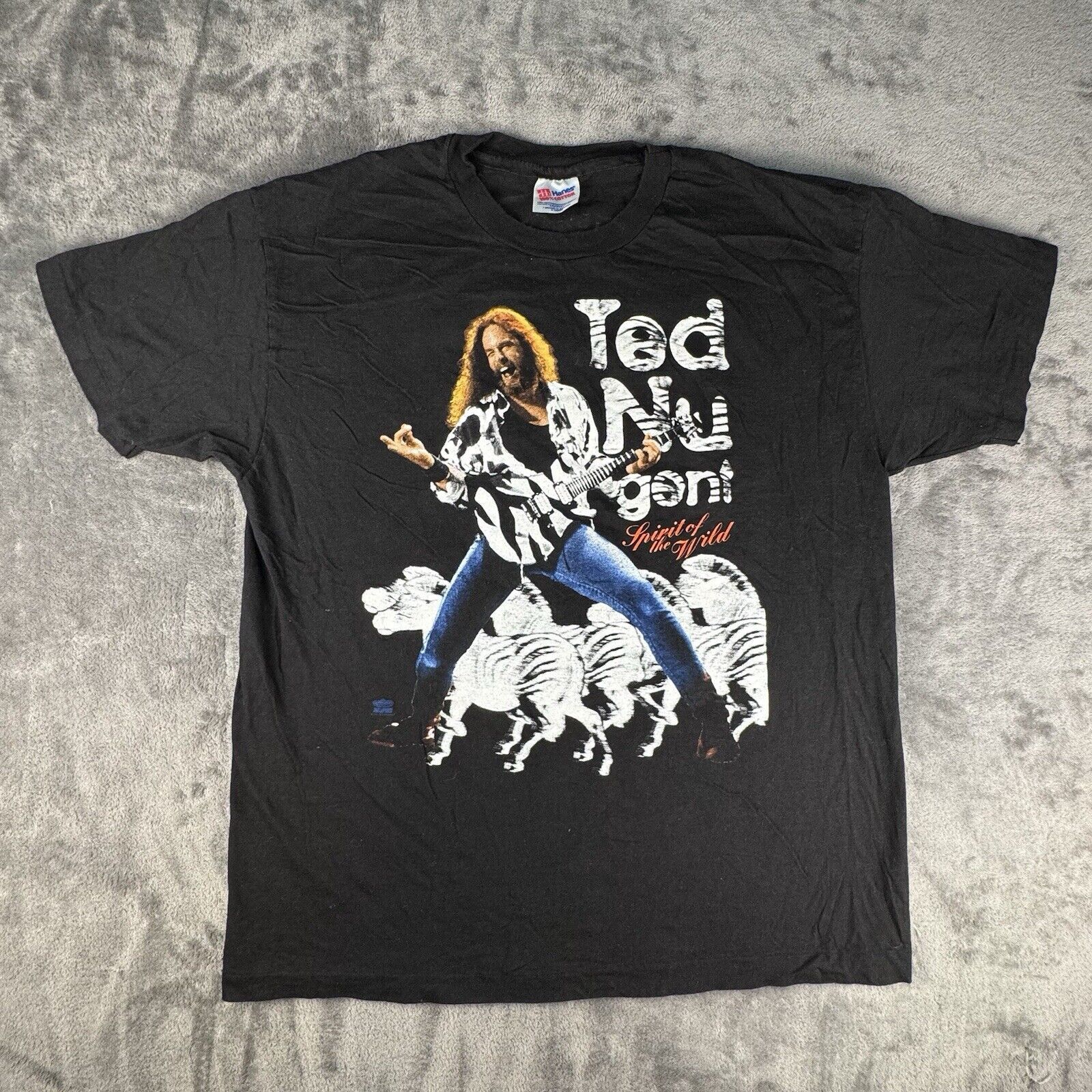 Vintage 90s Ted Nugent Rock Graphic Band T Shirt Hanes XL