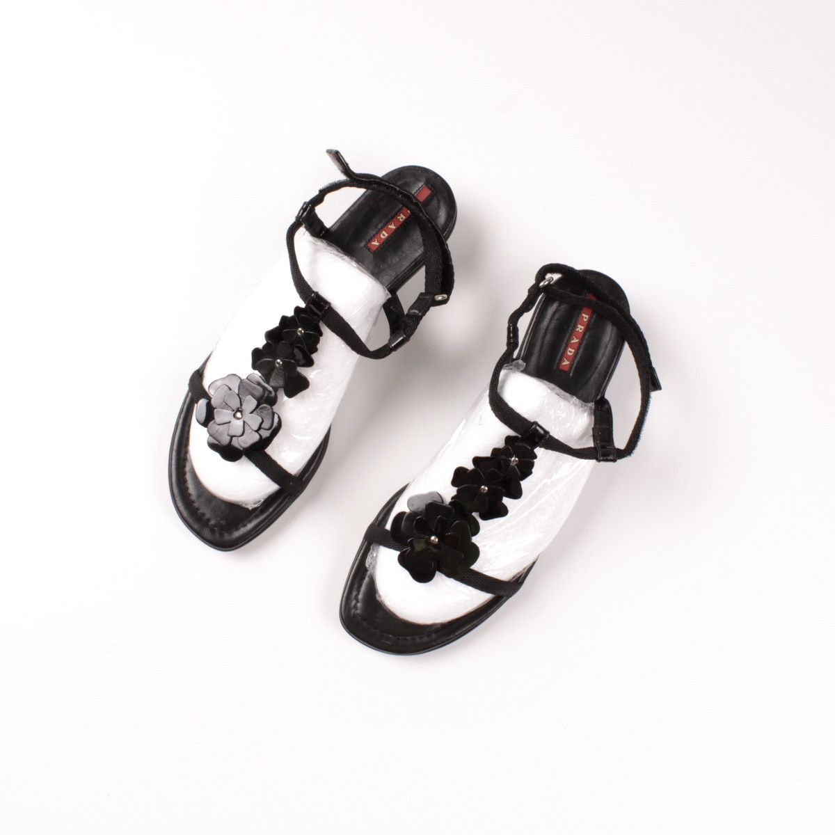 Prada Authentic Prada Black Patent Leather Floral Sandals Size US 9.5 / IT 39.5 - 3 Thumbnail