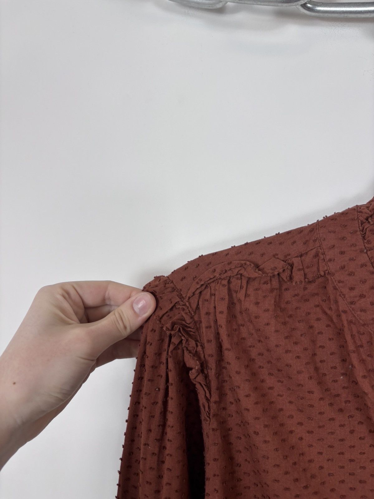J.Crew J. Crew Women’s Orange Brown V-Neck Popover Blouse Size XS / US 0-2 / IT 36-38 - 5 Thumbnail