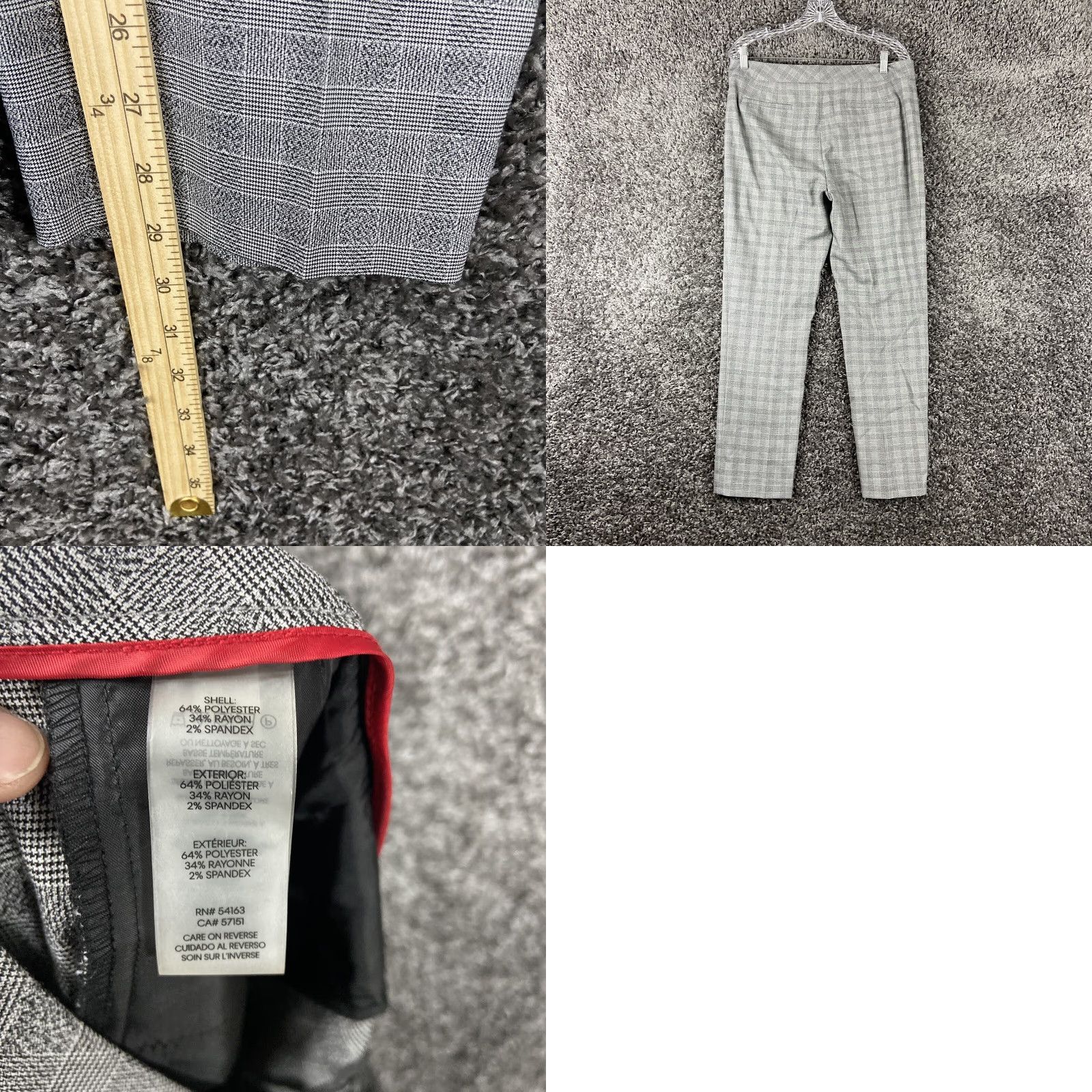Calvin Klein Calvin Klein Women's Pants Slim Fit Plaid Black Gray Ankle 34x29 Size 24" / US 00 / IT 34 - 8 Thumbnail
