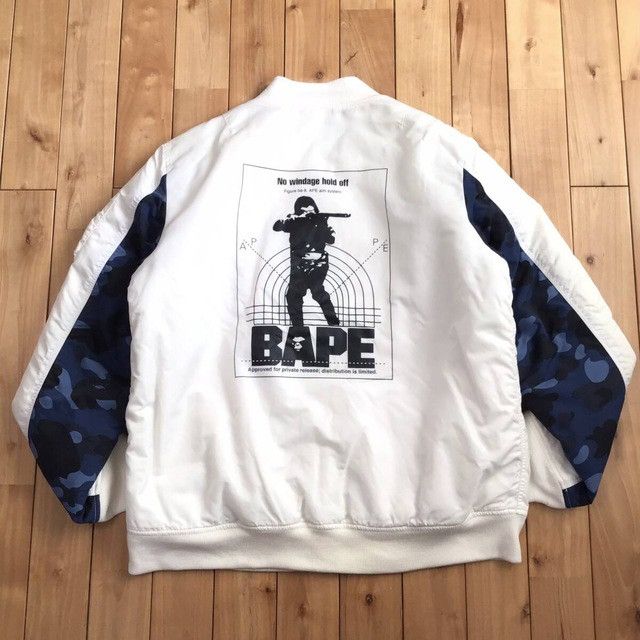 BAPE® HUNTING MA-1 BAPE Hunting MA-1 White/Navy Men's - FW19 - US