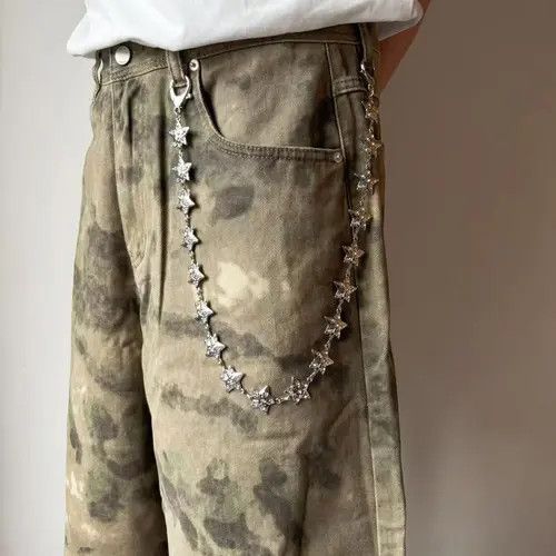 Jewelry Silver Star Chain Wallet Keychain, Punk Style Accessory Size ONE SIZE - 2 Thumbnail