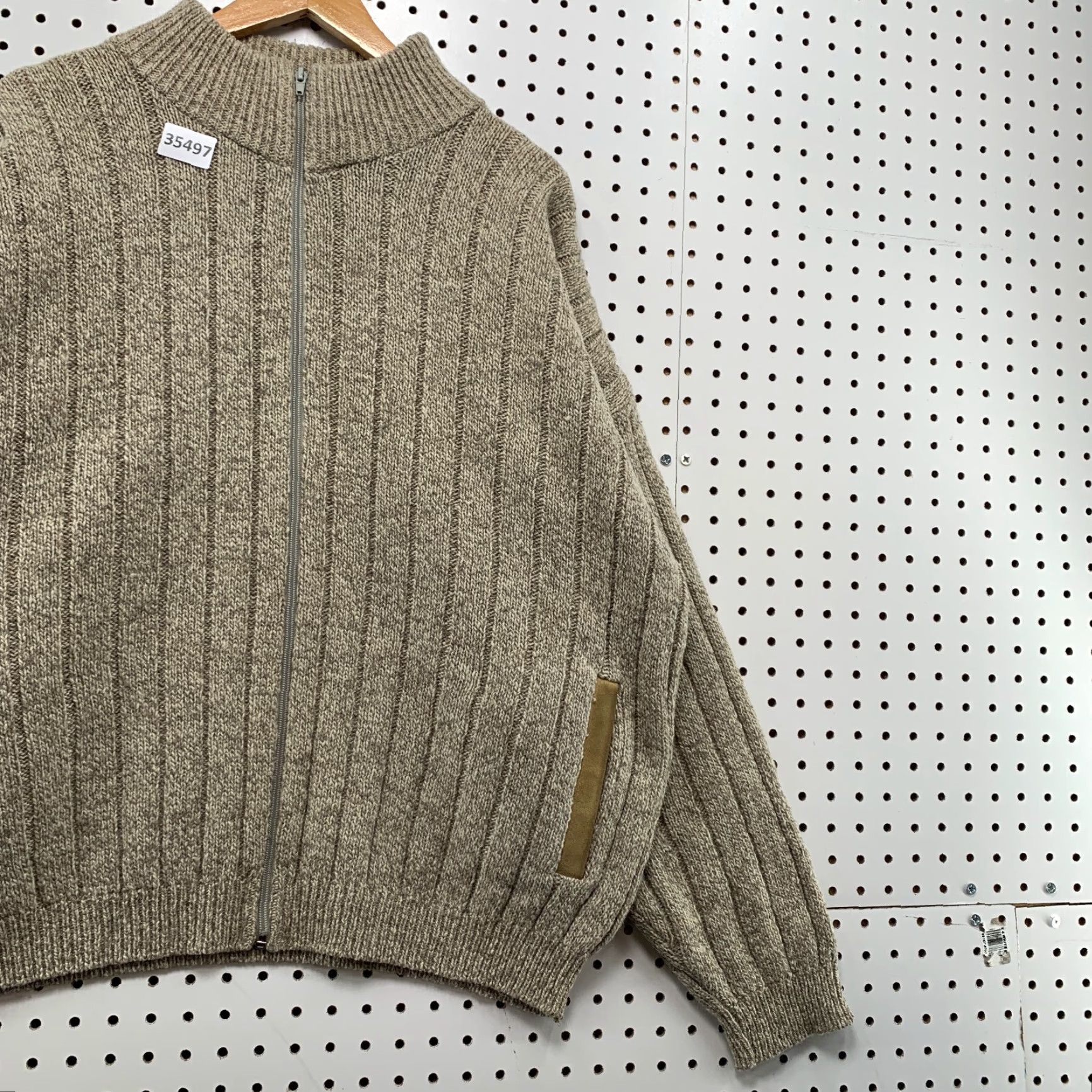 Express VINTAGE Northwest Express Sweater Shirt Men XL Beige Wool Blend Full Zip USA 90s Mens Size US XL / EU 56 / 4 - 3 Thumbnail