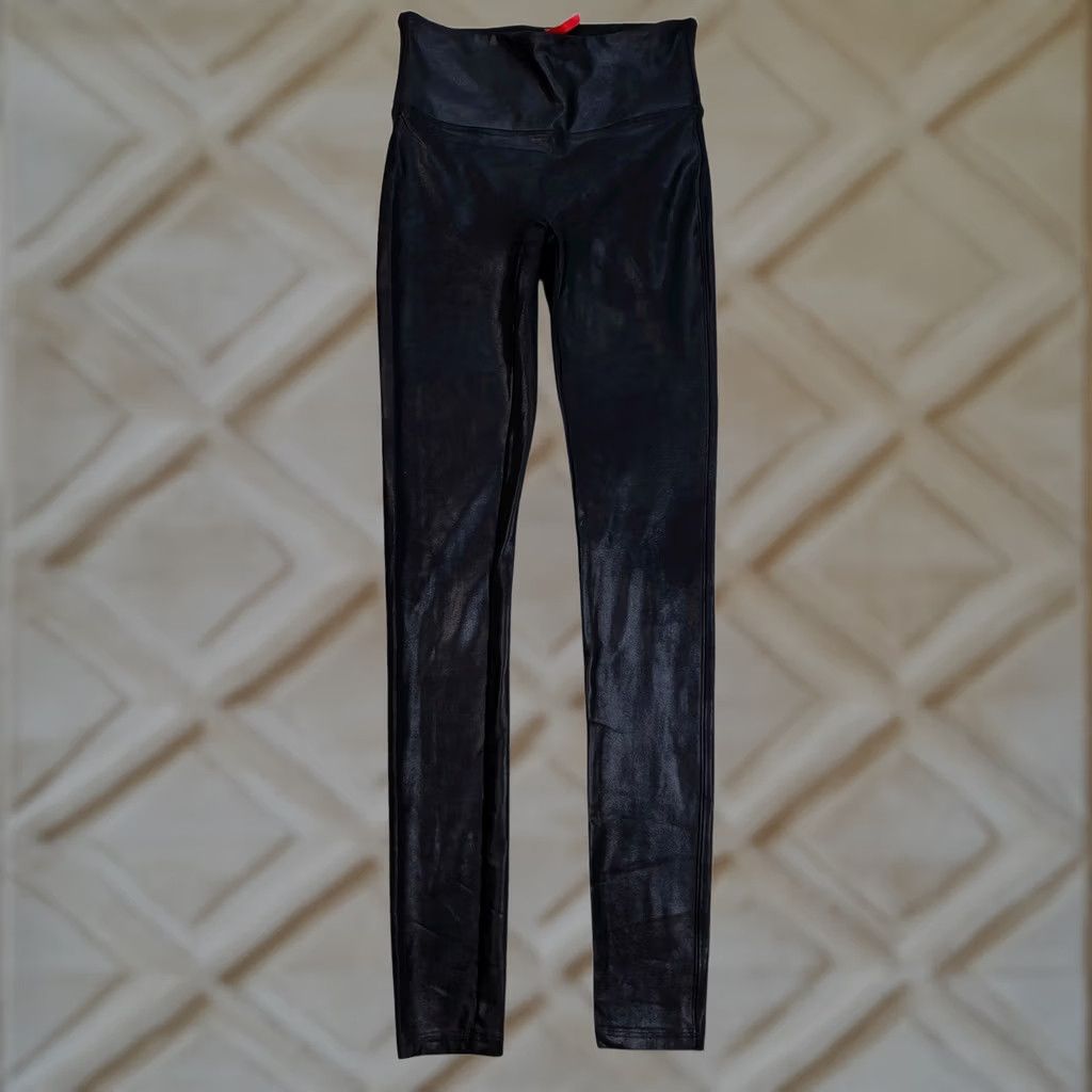 Spanx EUC SPANX Faux Leather Shine Leggings High Waist Black Womens Small Size 28" / US 6 / IT 42 - 1 Thumbnail