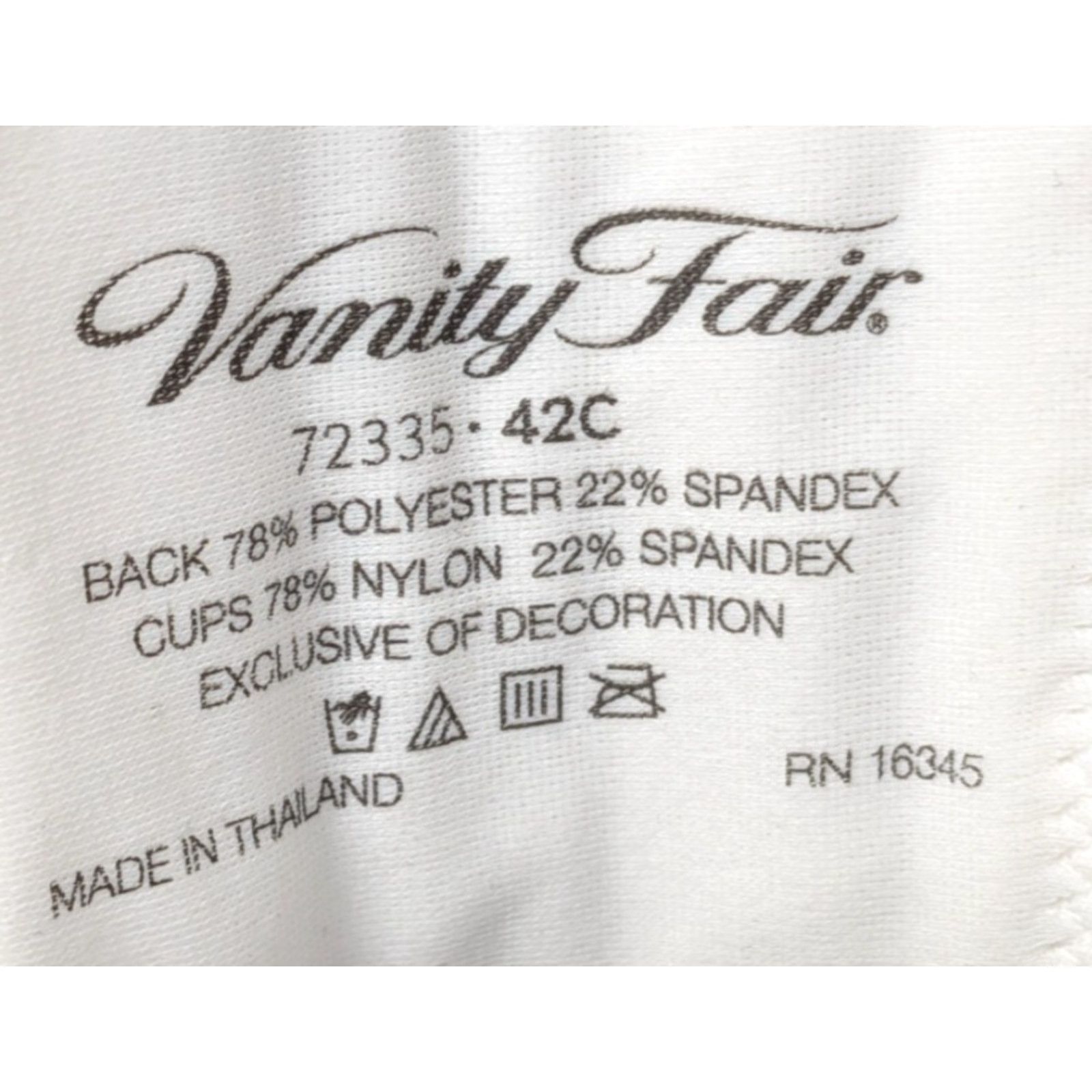 Vintage VINTAGE Vanity Fair Body Caress Full Coverage Wirefree 42C 72335 Star White Bra Shirt Womens 42C White Bra Size ONE SIZE - 5 Thumbnail
