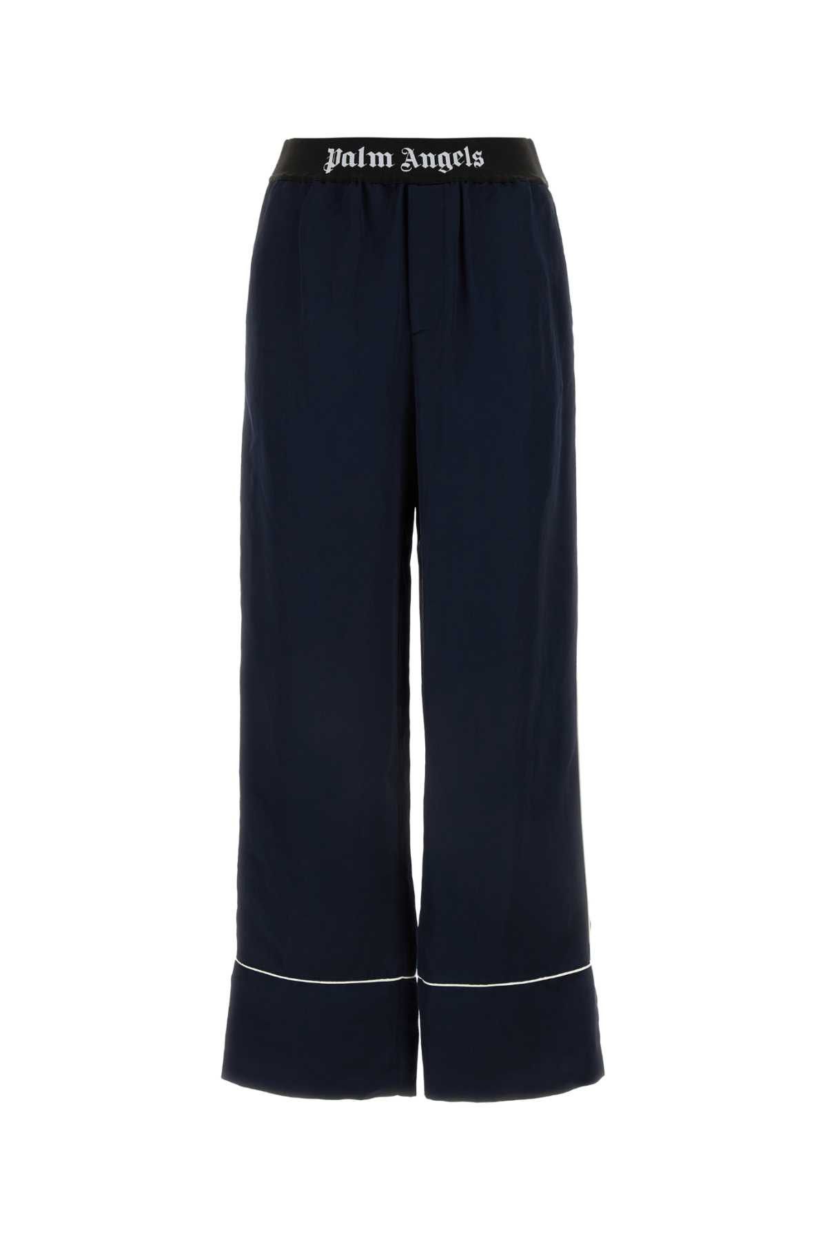image of Palm Angels Navy Blue Satin Pyjama Pant, Women's (Size 27)