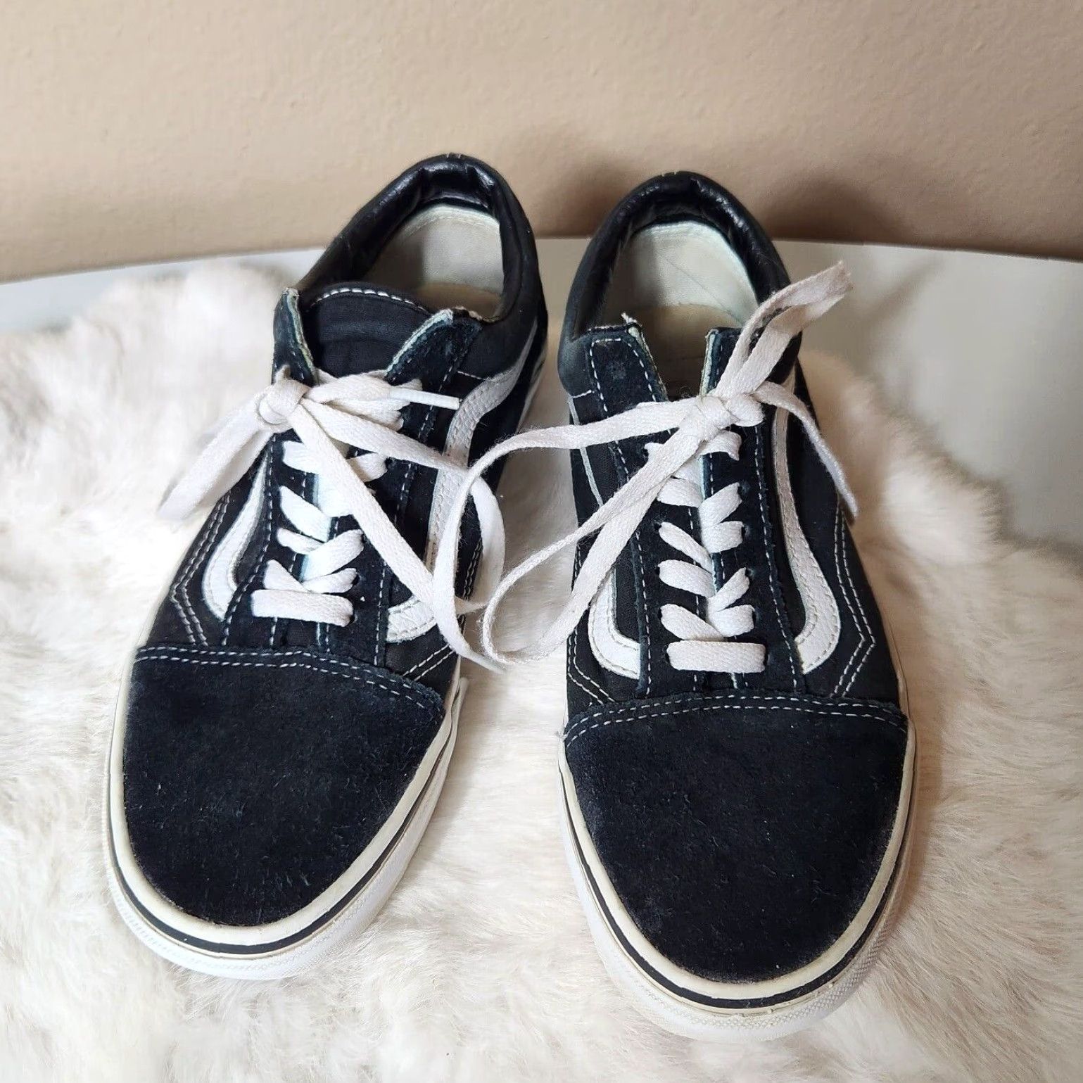 Vans VANS Old Skool Black Low Top Sneakers Womens 8 Mens 6.5 Unisex Adults Casual Skateboarding Suede/Canvas Size M / US 6-8 / IT 42-44 - 2 Thumbnail