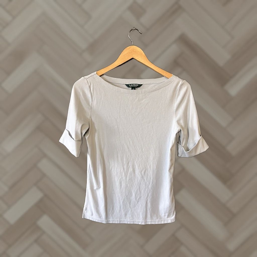 Ralph Lauren Lauren Ralph Lauren Womens Gray Round Neck T-Shirt L Size 1/2 Sleeve Basic Size L / US 10 / IT 46 - 1 Thumbnail