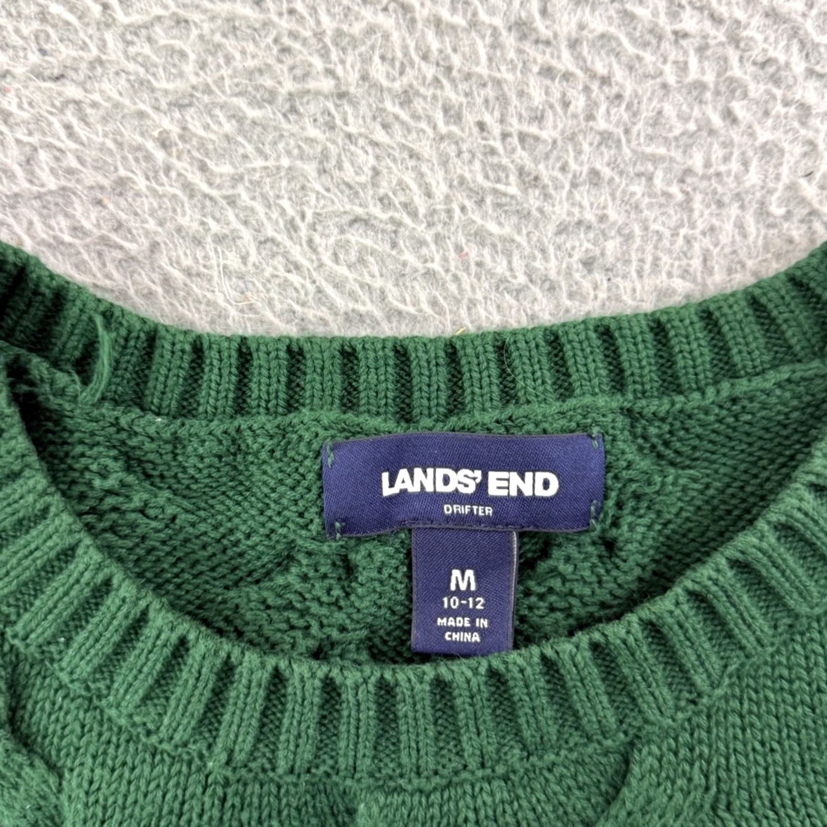 Lands' End Lands' End Drifter Sweater Women's M Green Long Sleeve Cable Knit Preppy Pullover Size M / US 6-8 / IT 42-44 - 6 Thumbnail