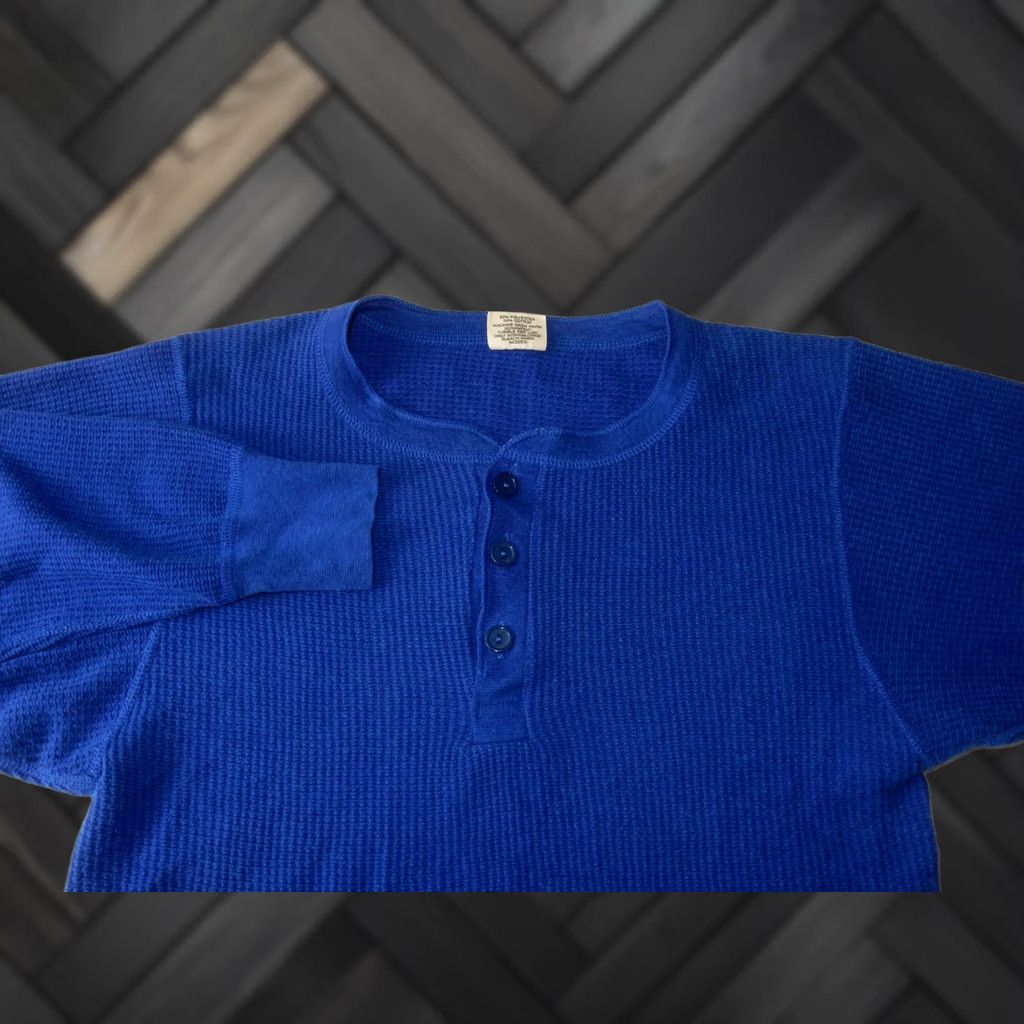 Vintage VTG Northwest Territory Men's T-Shirt Long Sleeve Henley Thermal Blue L USA Made Cotton Blend Shirt Womens? Mens Size US L / EU 52-54 / 3 - 1 Thumbnail