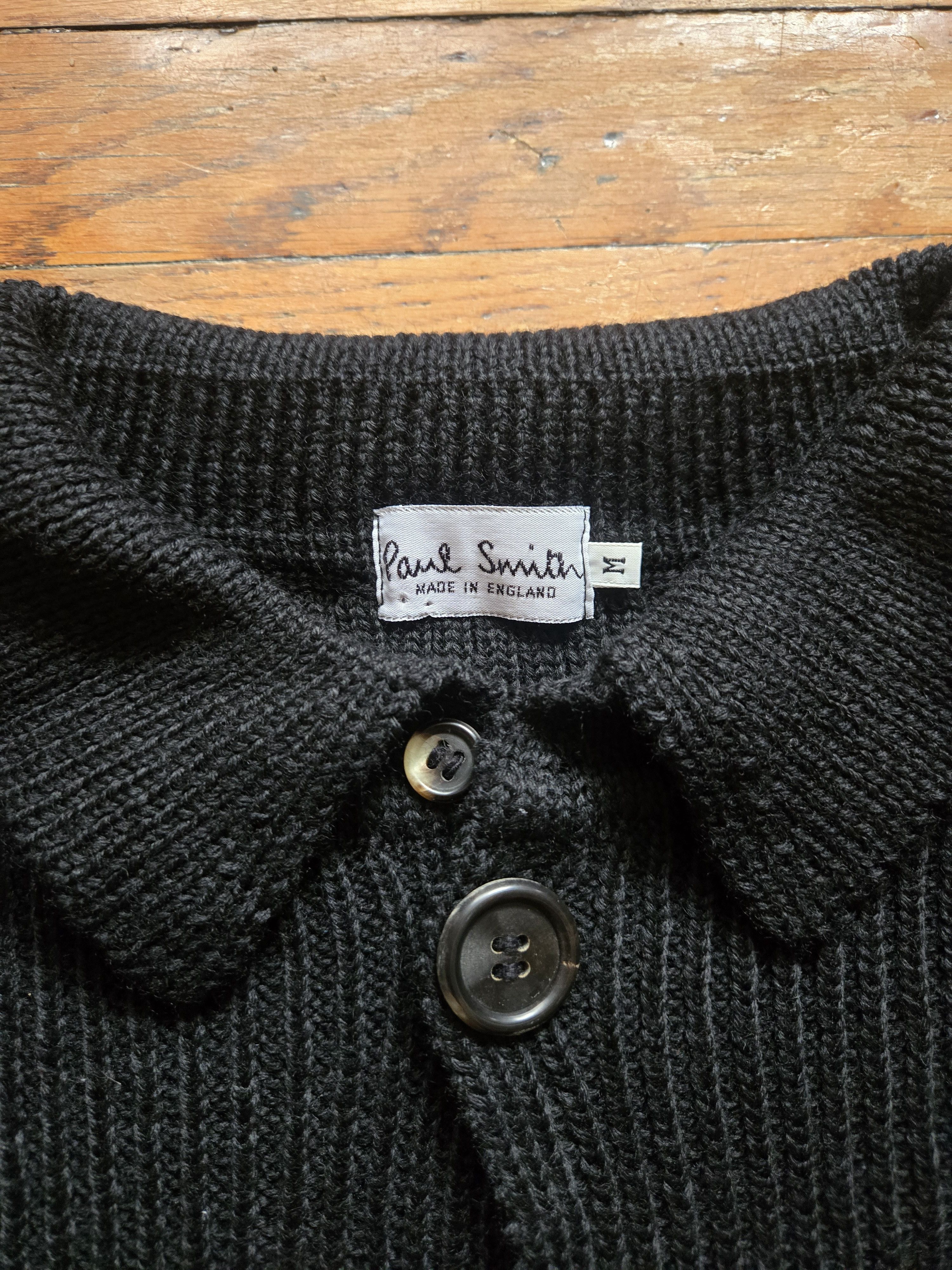 Paul Smith Paul Smith M Black Chunky Knit Wool Cardigan Made in England Size US M / EU 48-50 / 2 - 2 Thumbnail