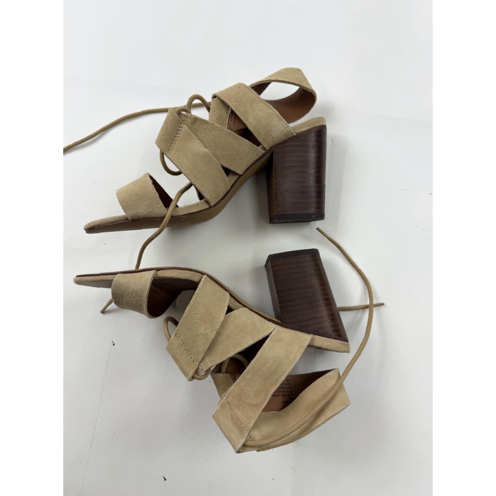 Steve Madden Steve Madden EMALENA Sandals Womens Size 9 Beige Strappy Lace Up Block Heel Leather Upper MultI Strap Open Toe Casual Dressy Summer Shoes Mens? Size US 9 / IT 39 - 7 Thumbnail